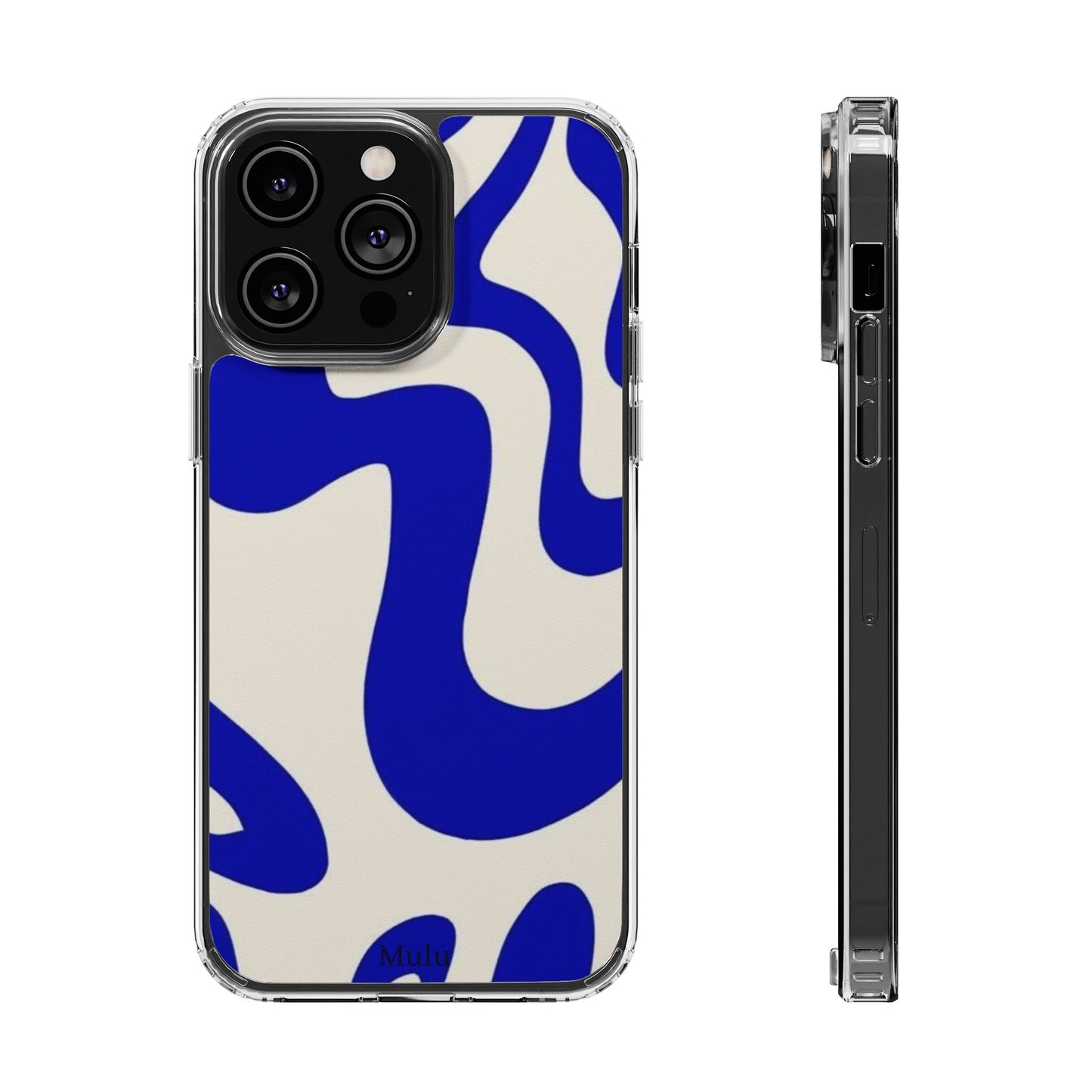 Clear Impact-Resistant Case — Blue Abstract Wavy Pattern