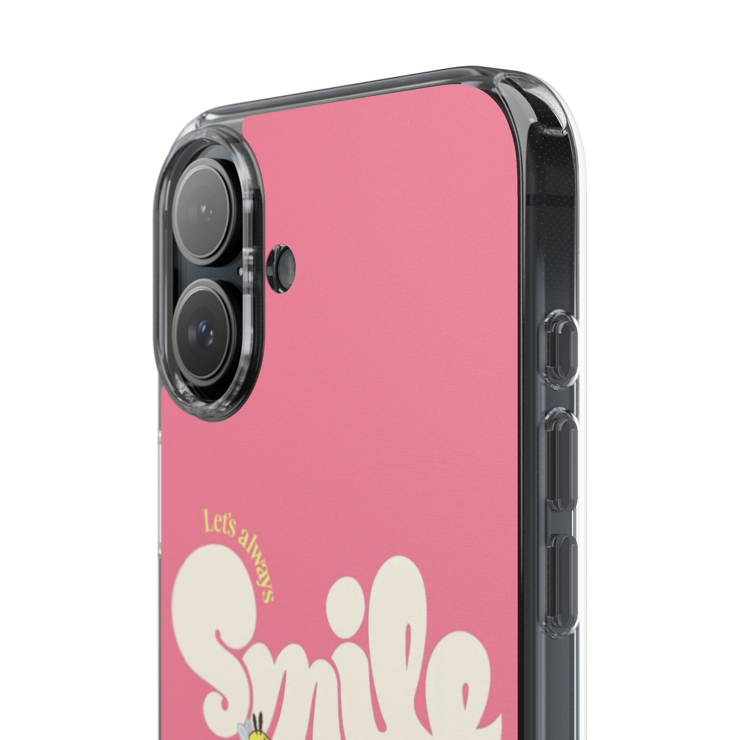 Clear Impact-Resistant Phone Case — Pink 'Smile' Flower Design