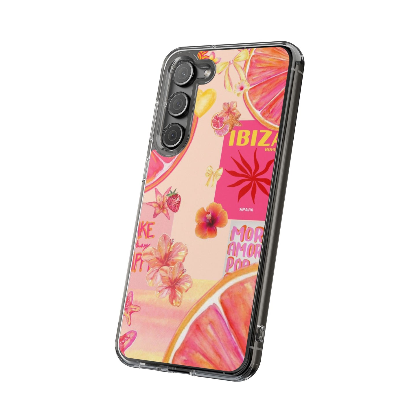 Clear Impact Phone Case — Pink Ibiza Citrus Floral Design