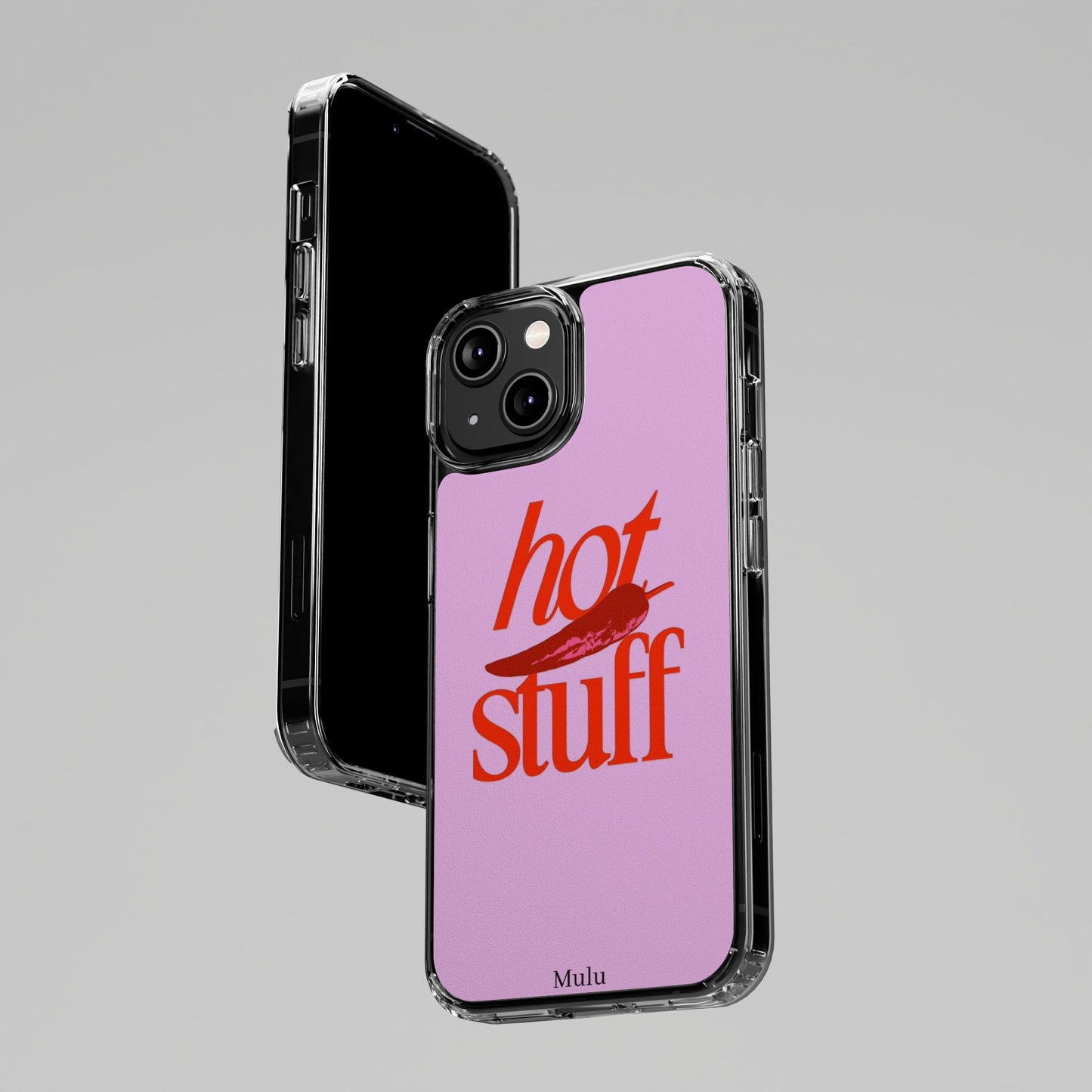Hot Stuff Clear Impact Phone Case — Pink Retro Typography iPhone Cover