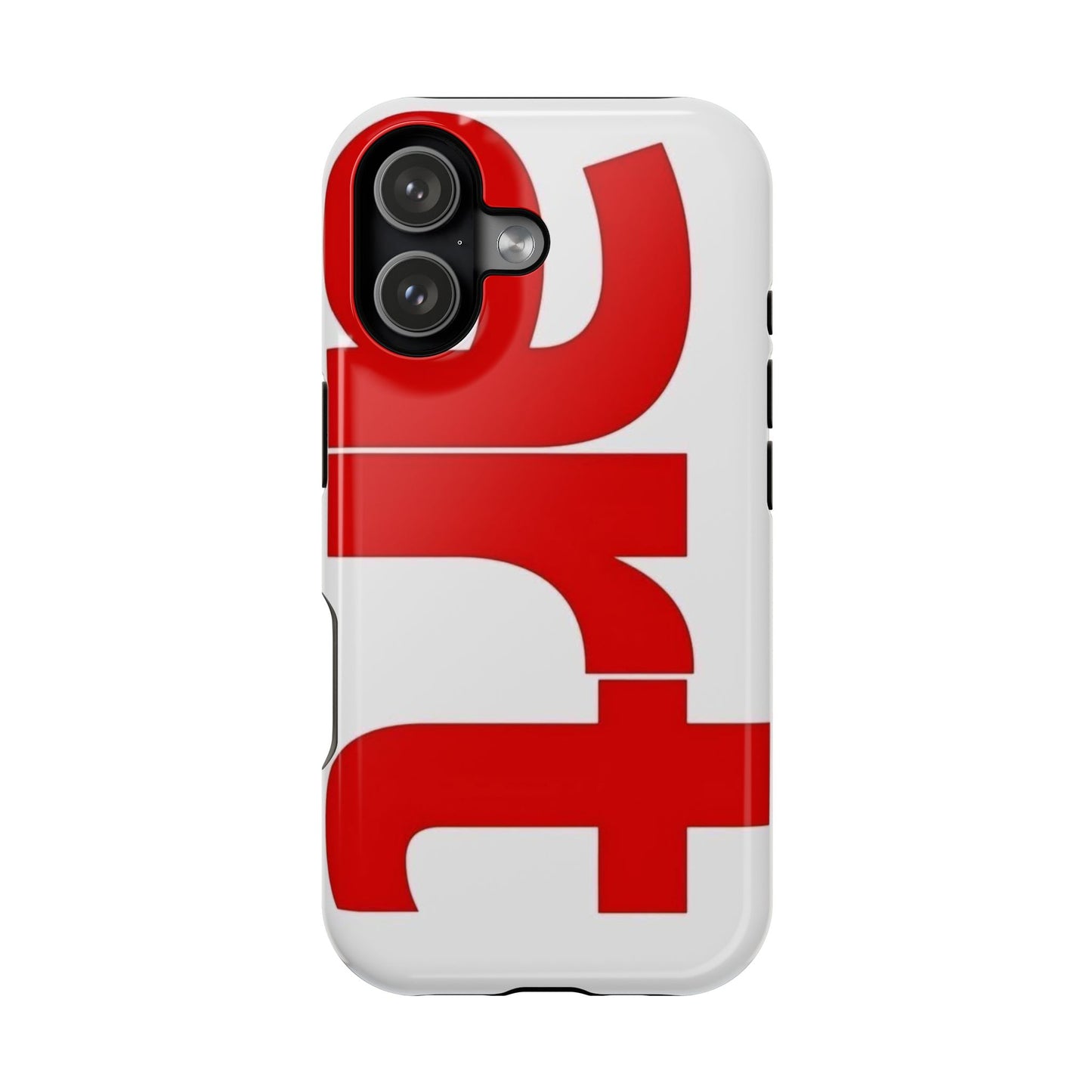 Magnetic Impact-Resistant Phone Case — Bold Red Typographic Design