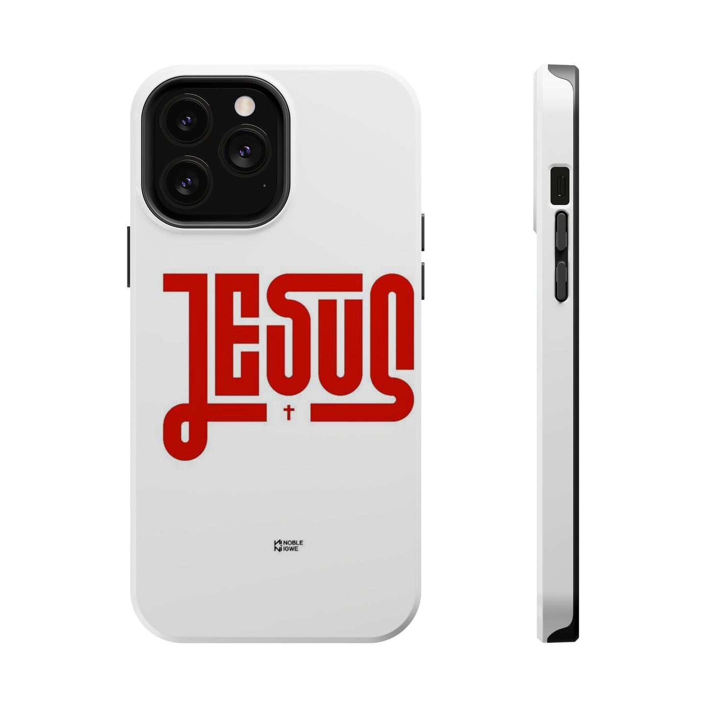 Jesus Magnetic Impact‑Resistant Phone Case — Bold Red Script Christian iPhone Cover