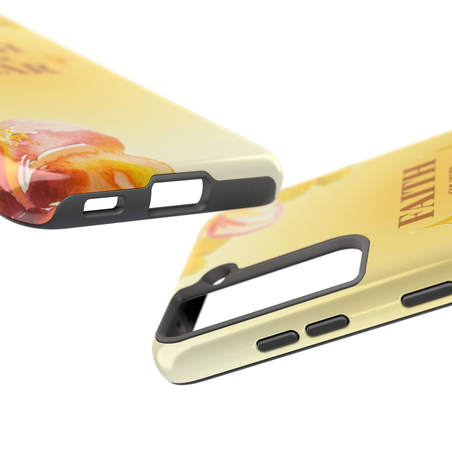 Faith Over Fear Tough Phone Case — Floral Yellow Protective Cover