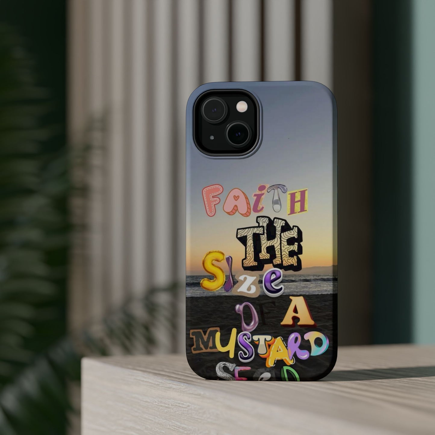 Magnetic Impact-Resistant Phone Case — "Faith the Size of a Mustard Seed" Sunset Design
