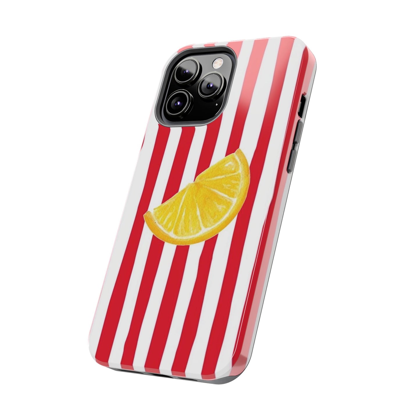 Lemon Slice Red & White Stripe Tough Phone Case