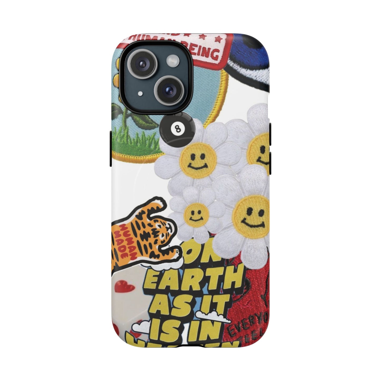 Phone Case — Retro Smiley Daisy Collage Tough Magnetic Cover