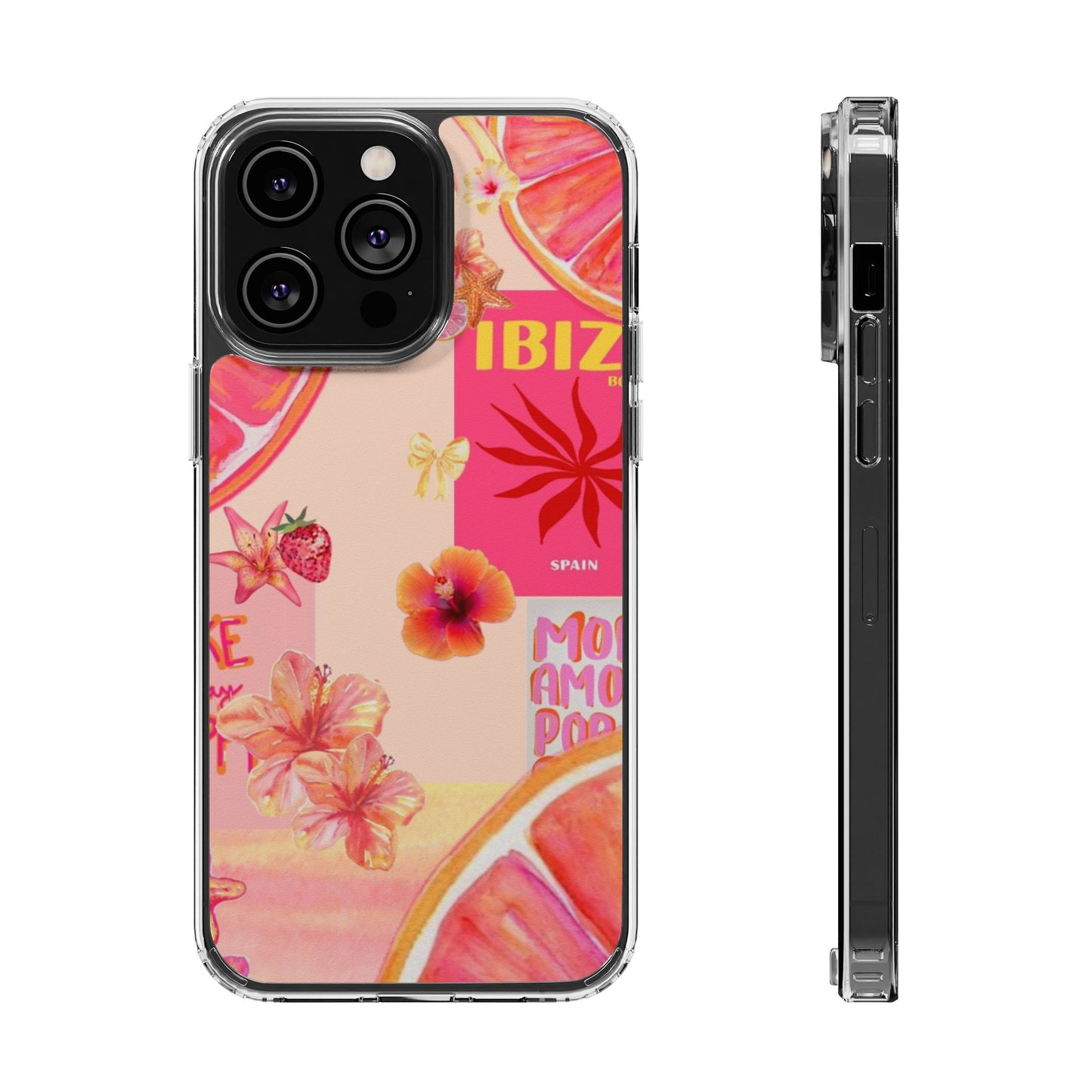 Clear Impact Phone Case — Pink Ibiza Citrus Floral Design