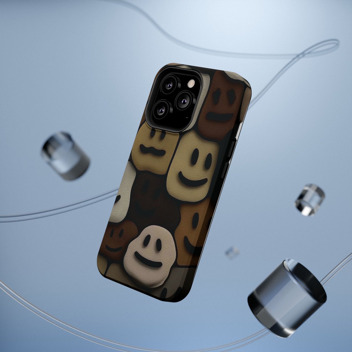 Magnetic Impact-Resistant Case — Brown Smiley Tile Phone Cover