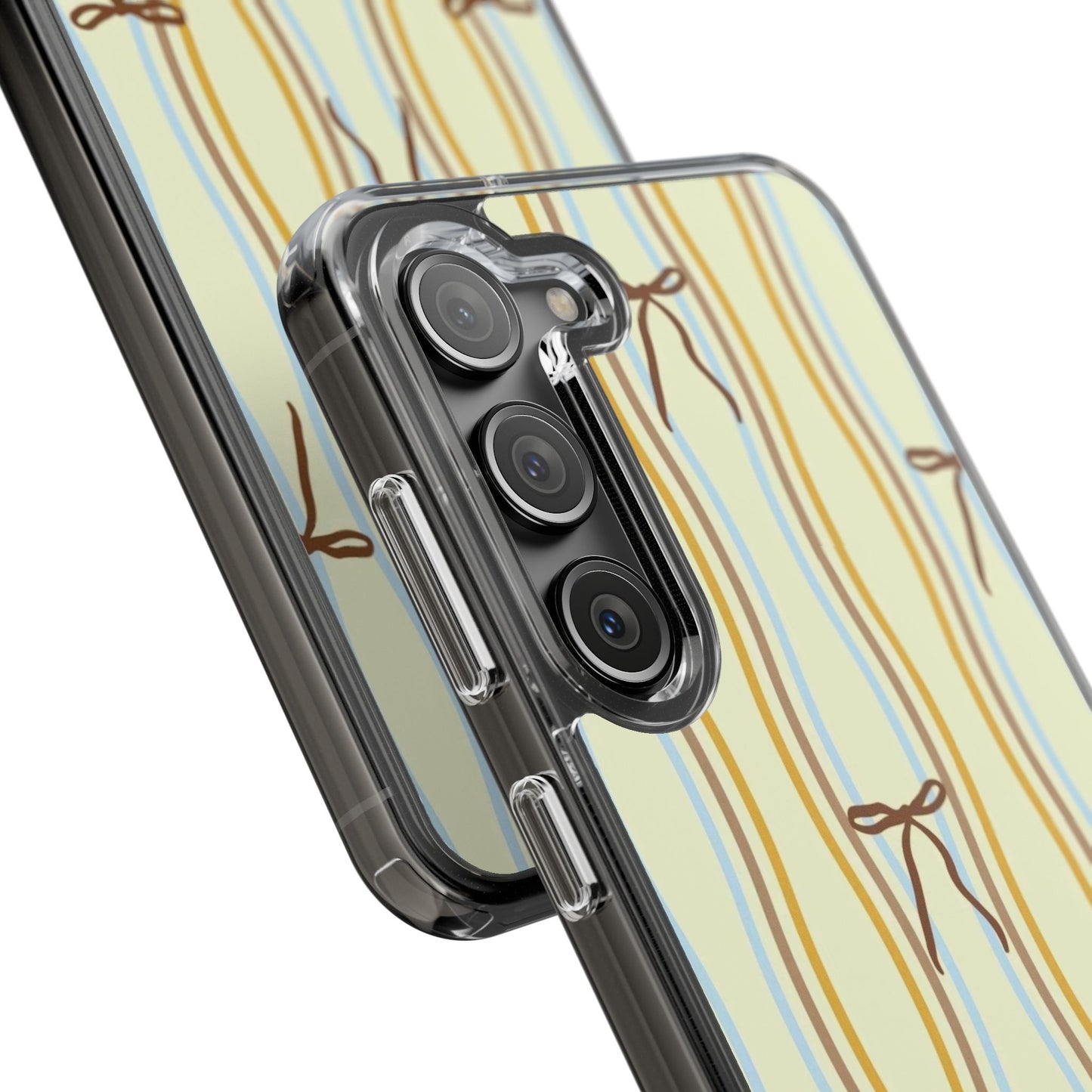 Ballet Ribbon Stripe Clear Impact Phone Case — Pastel Yellow Protective Cover