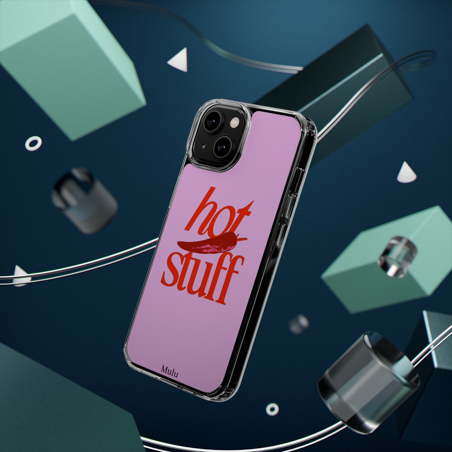 Hot Stuff Clear Impact Phone Case — Pink Retro Typography iPhone Cover