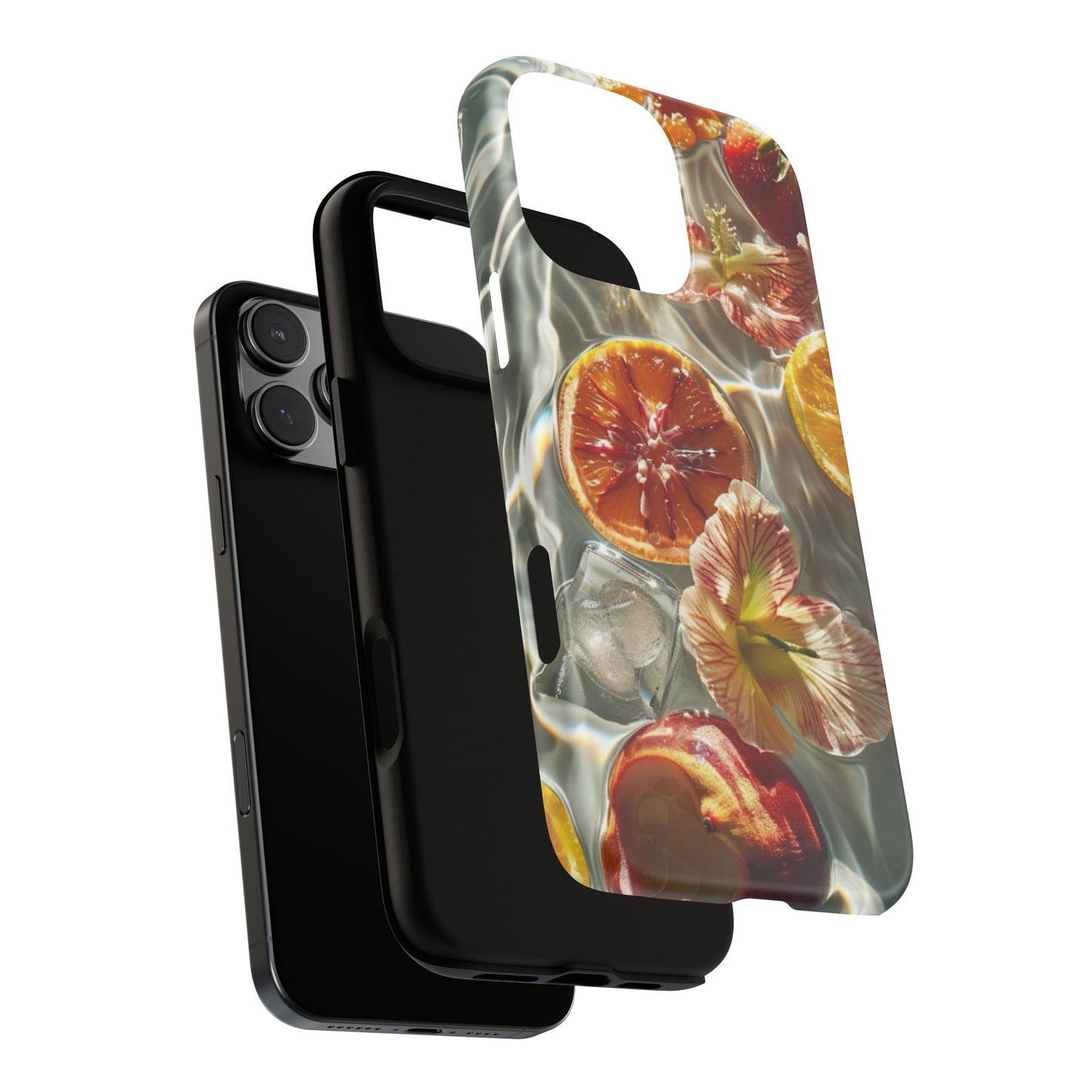 Citrus & Hibiscus Protective Phone Case – Summer Fruit Water Print Tough Case