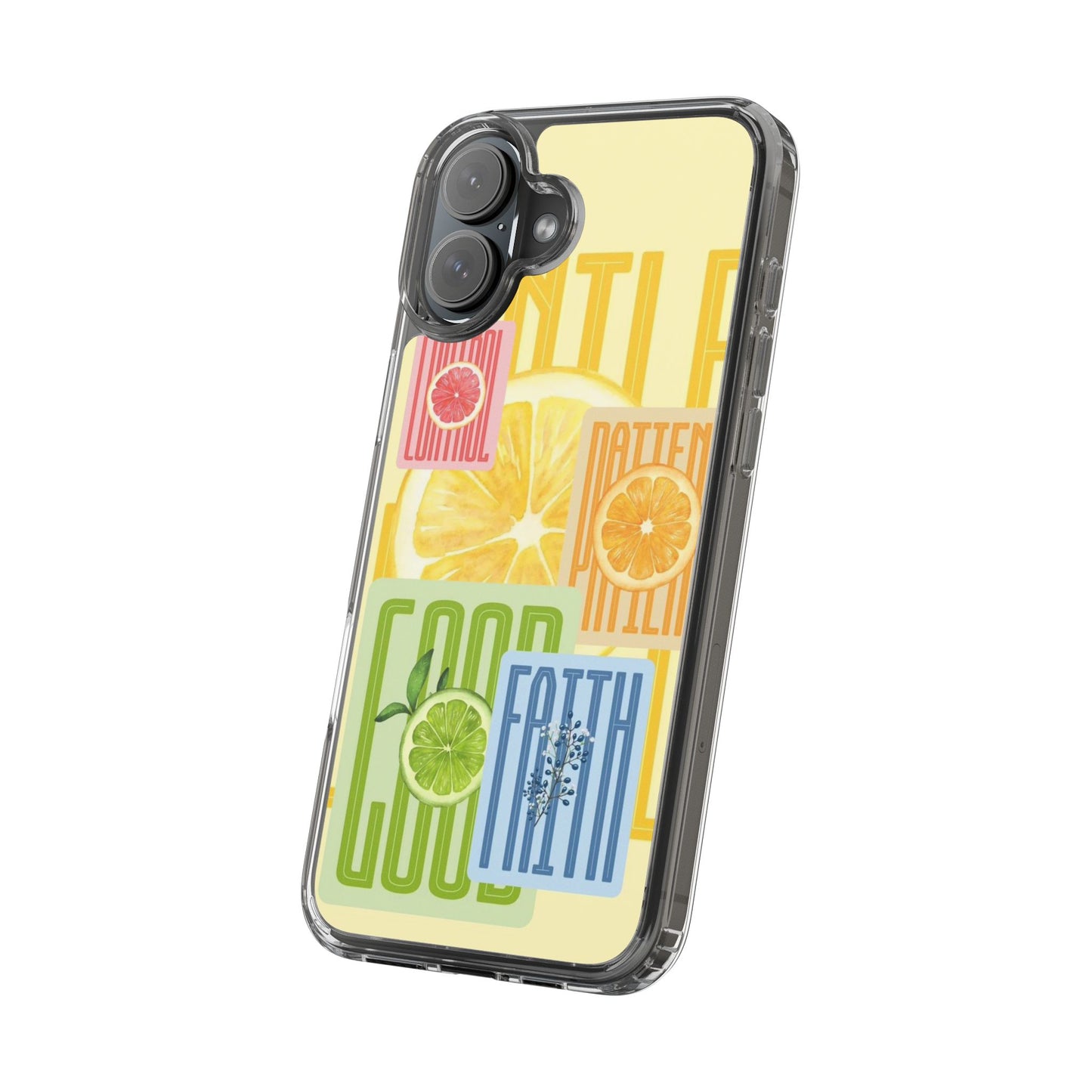Clear Phone Case — Citrus Fruit Typography "Good Faith" Design