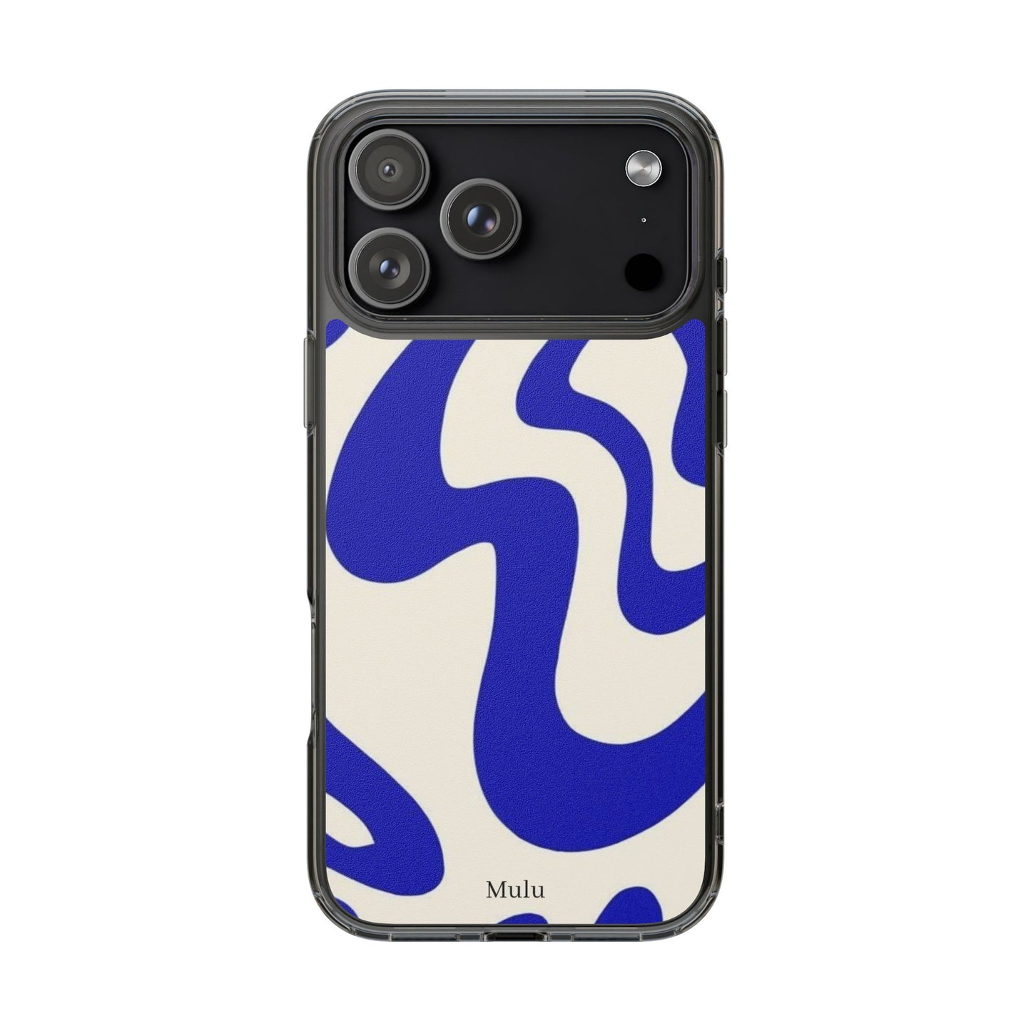 Clear Impact-Resistant Case — Blue Abstract Wavy Pattern