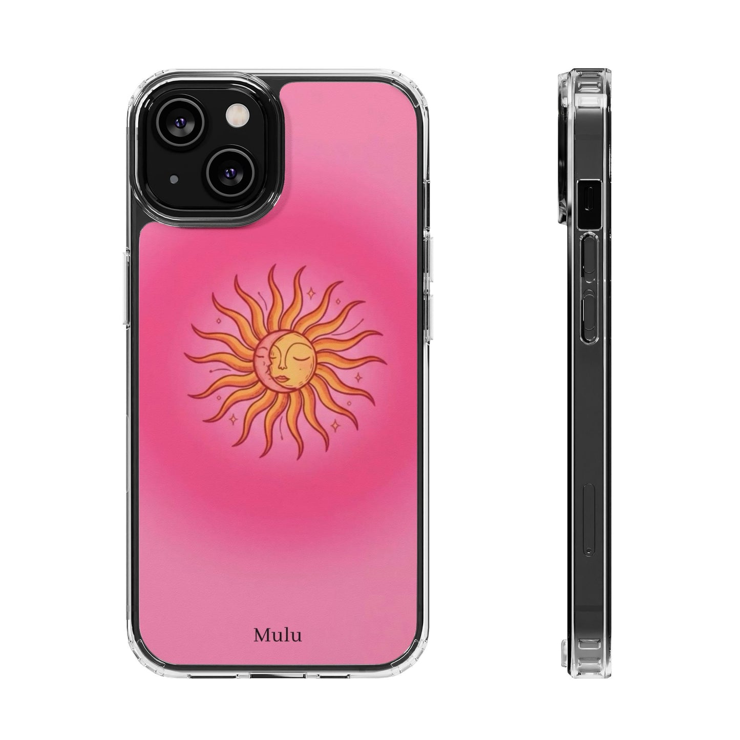 Pink Sun Phone Case — Radiant Sunburst Impact-Resistant Clear Case