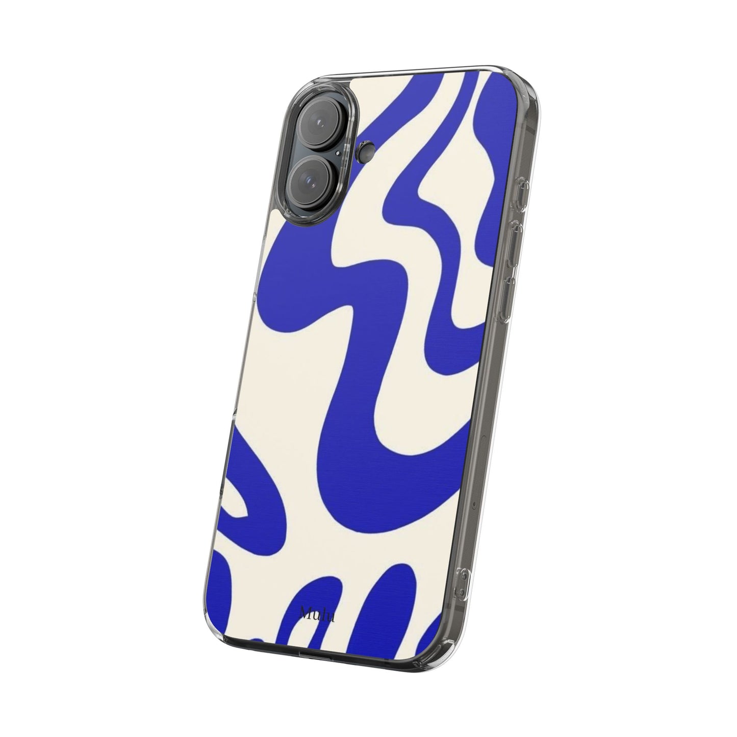 Clear Impact-Resistant Case — Blue Abstract Wavy Pattern