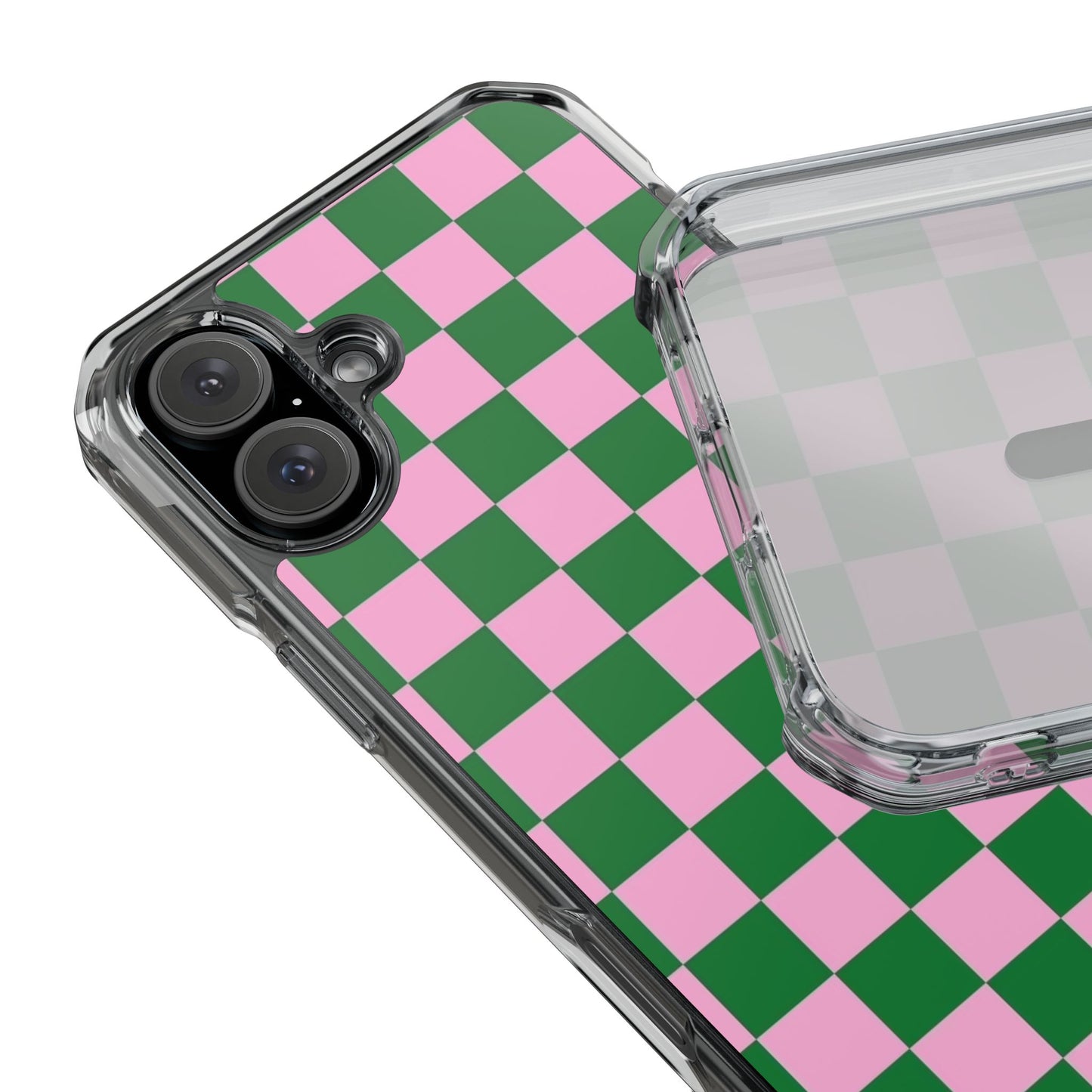 Pink & Green Checkerboard Magnetic Clear Phone Case