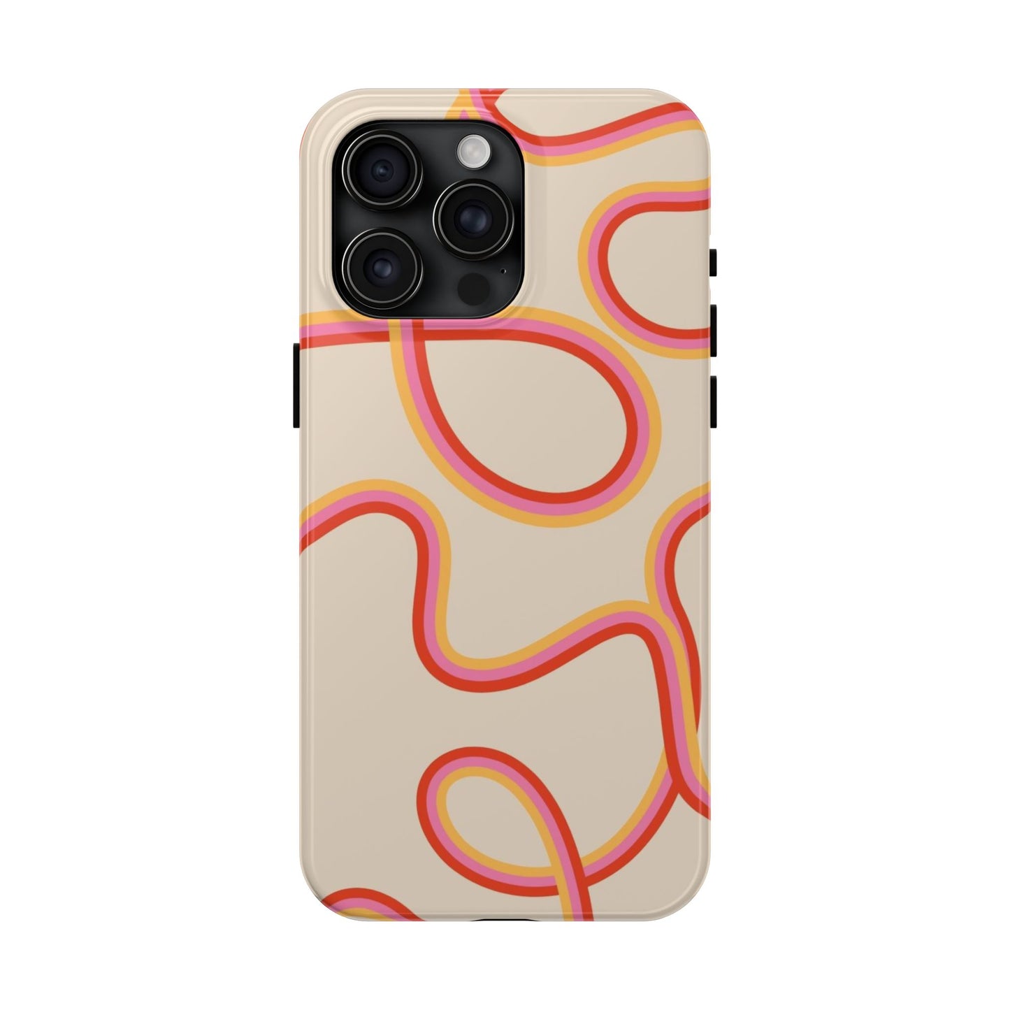 Retro Swirl Tough Phone Case — Beige Pink Orange Abstract Protection