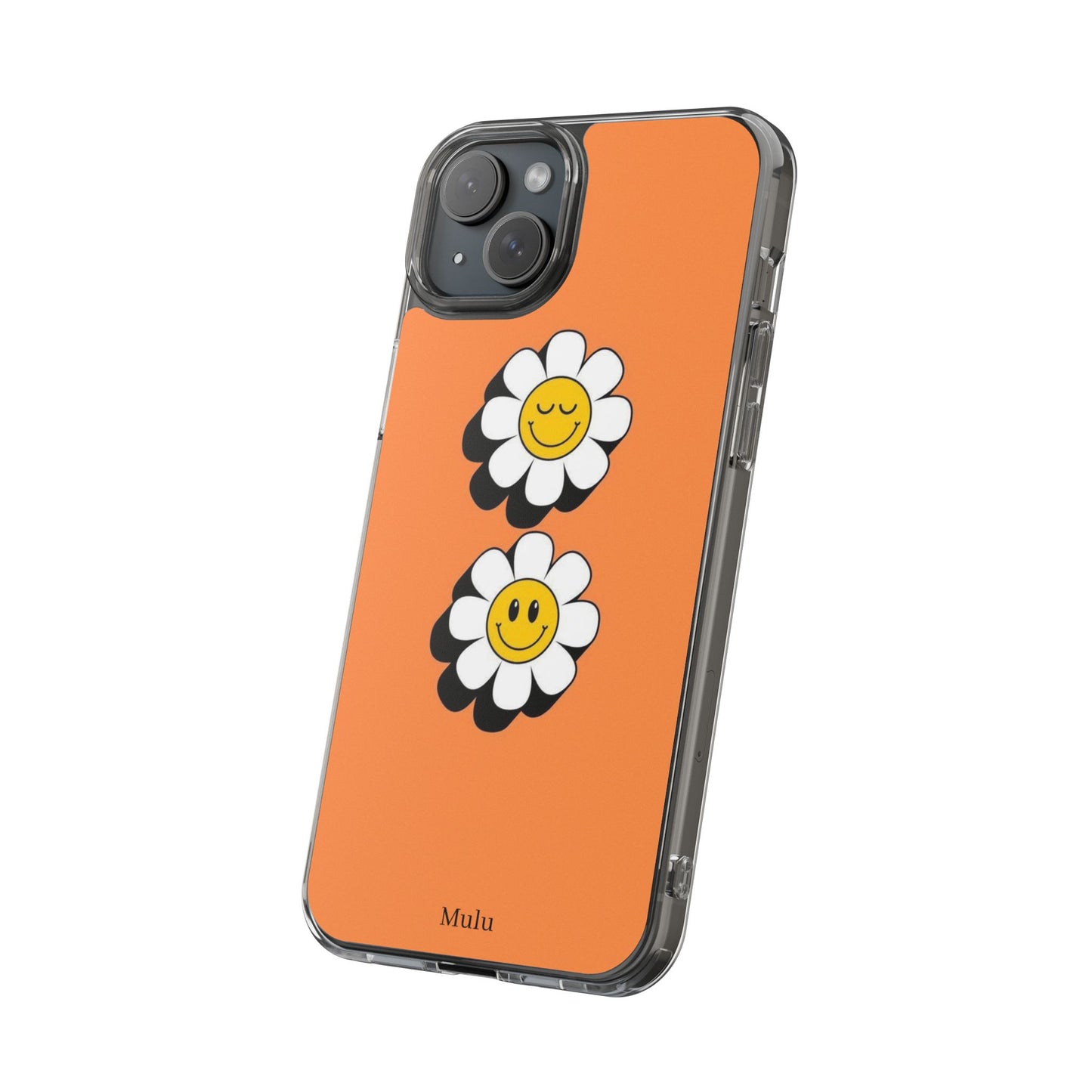 Phone Case — Orange Smiley Daisy Clear Impact‑Resistant Case