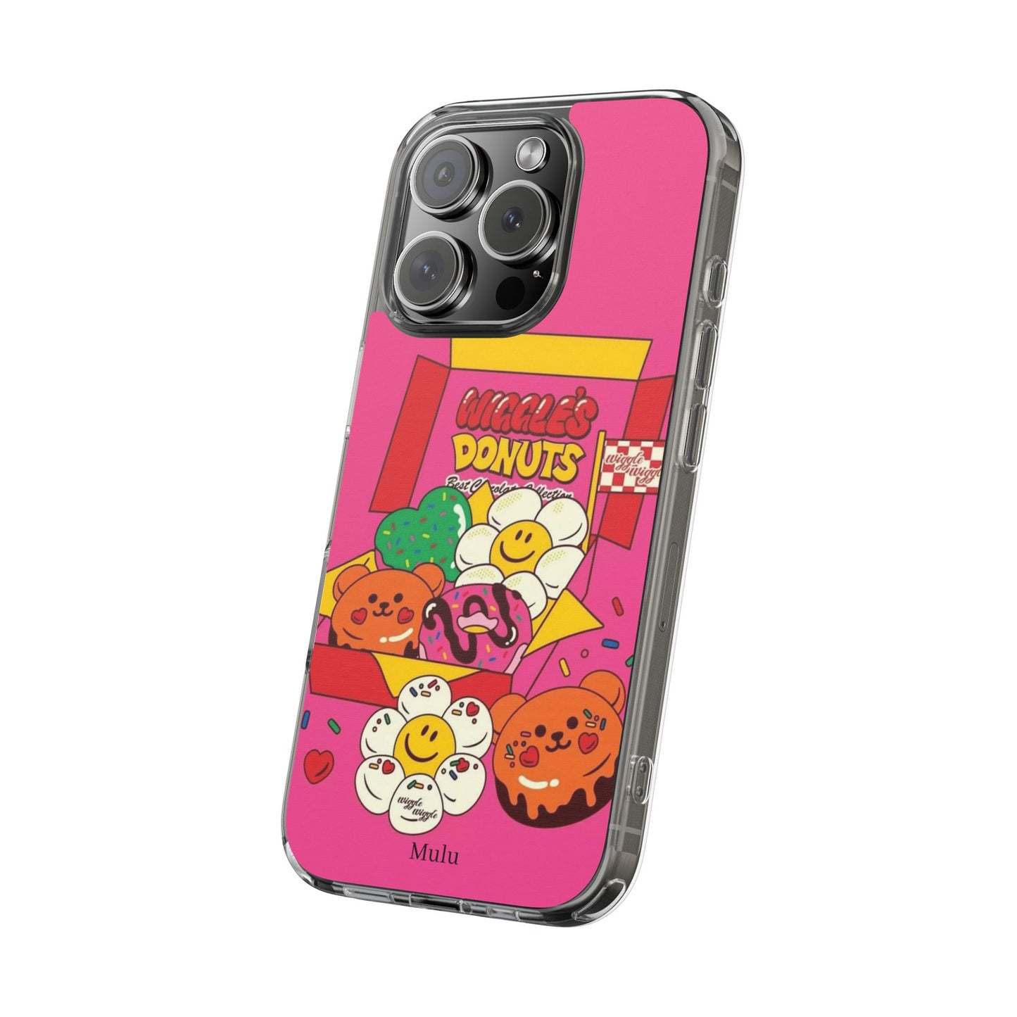Donut Box Cute Phone Case — Clear Impact‑Resistant iPhone Cover with Smiling Donuts