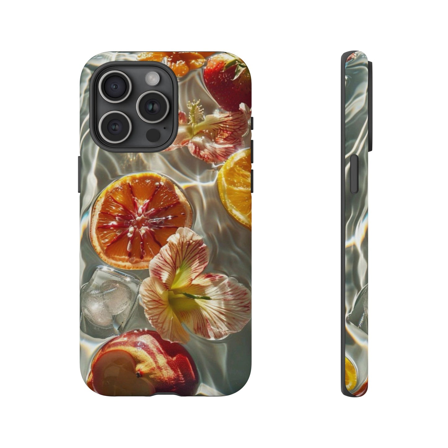 Citrus & Hibiscus Protective Phone Case – Summer Fruit Water Print Tough Case