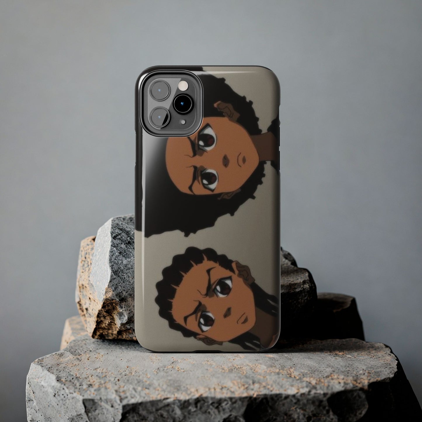 Tough Phone Case — Afro Anime Duo Face Design, Protective Shockproof Cover