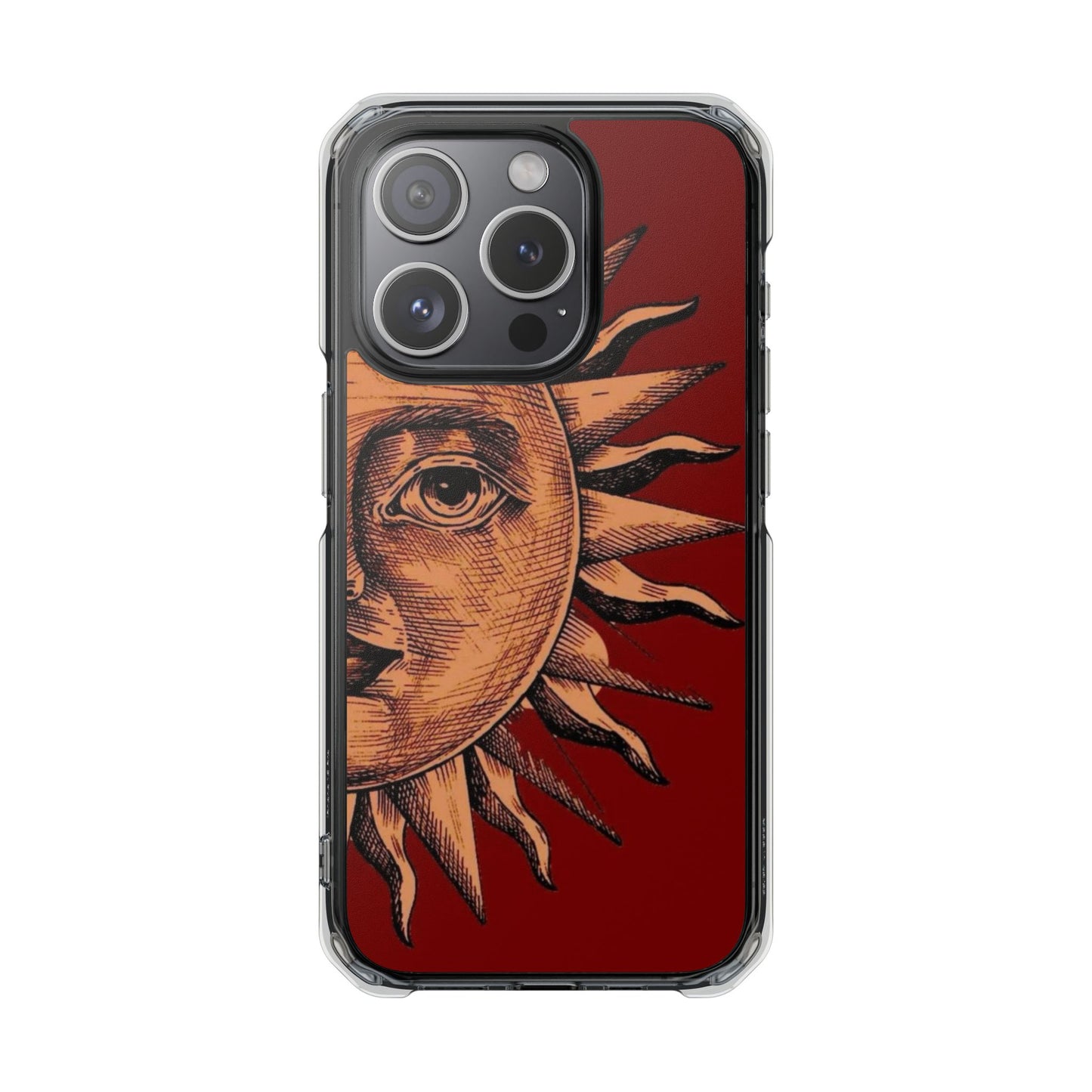 Vintage Sun Illustration Magnetic Clear Impact Phone Case