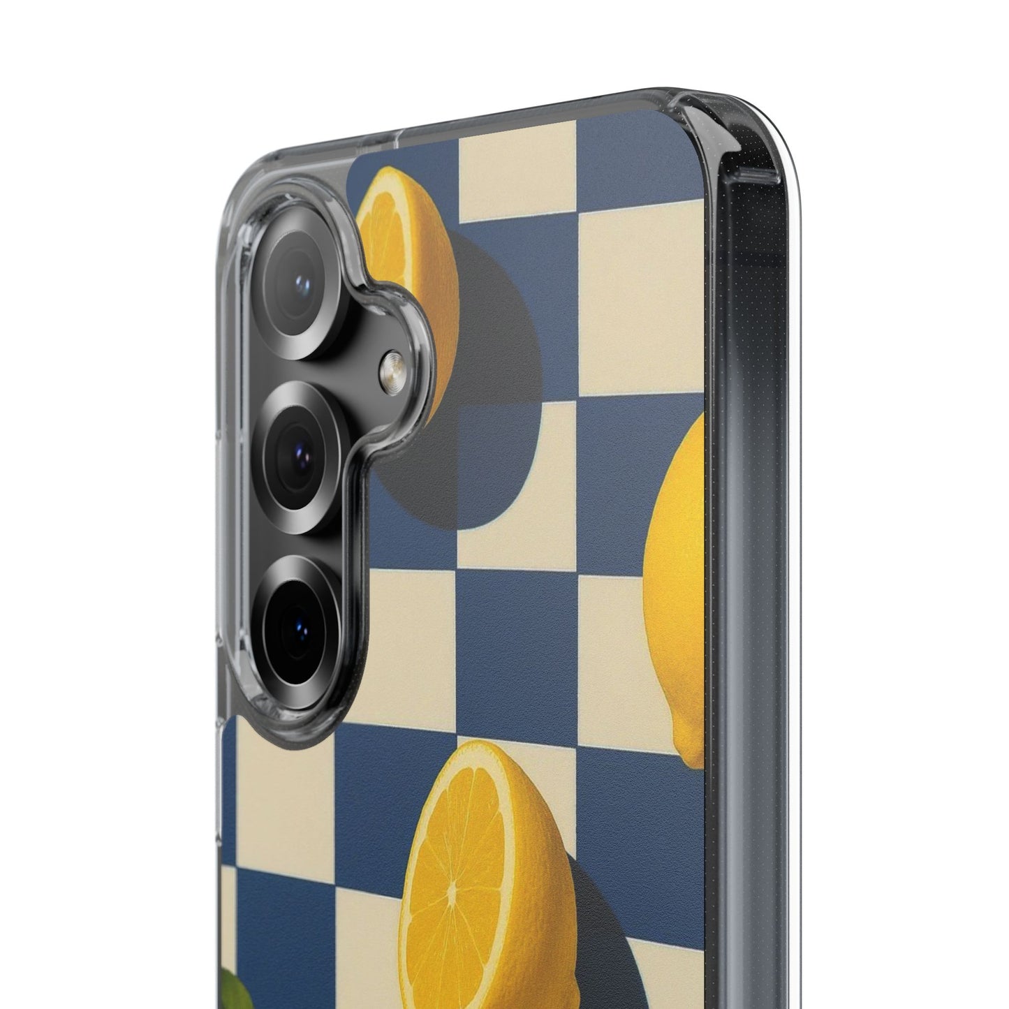 Clear Impact-Resistant Case — Retro Checkered Lemons Phone Case