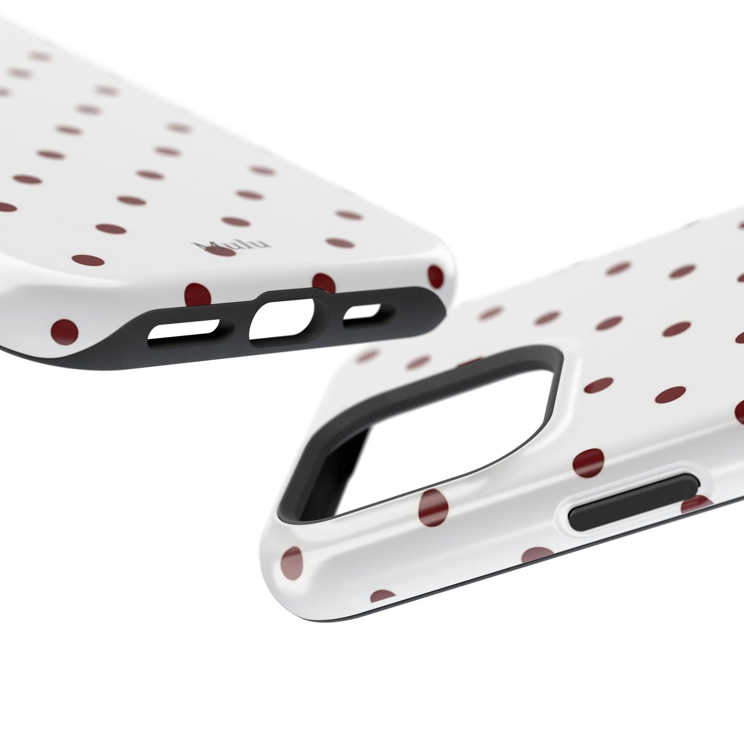 Polka Dot Magnetic Impact-Resistant Phone Case — Red Dots on White