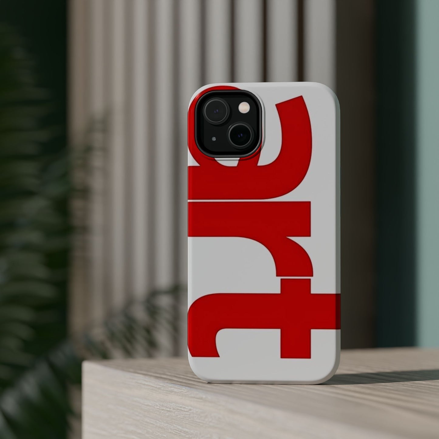 Magnetic Impact-Resistant Phone Case — Bold Red Typographic Design