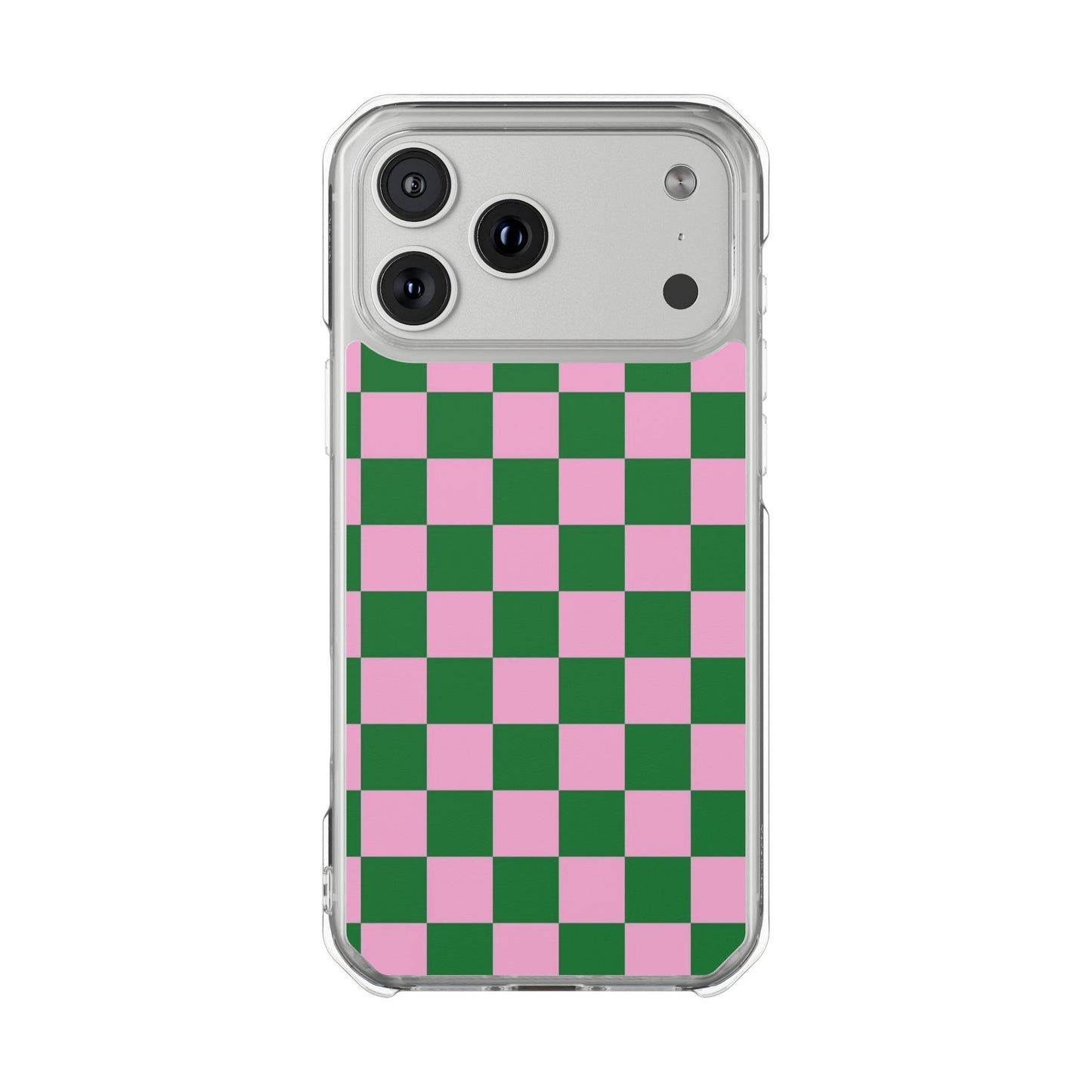 Pink & Green Checkerboard Magnetic Clear Phone Case