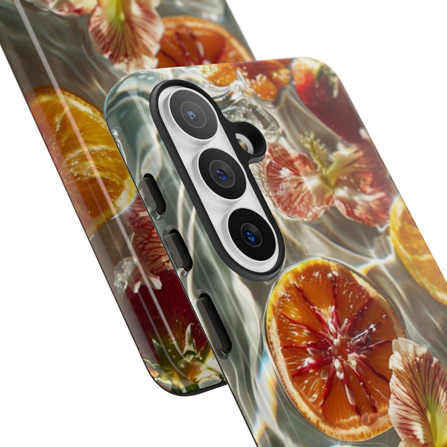 Citrus & Hibiscus Protective Phone Case – Summer Fruit Water Print Tough Case