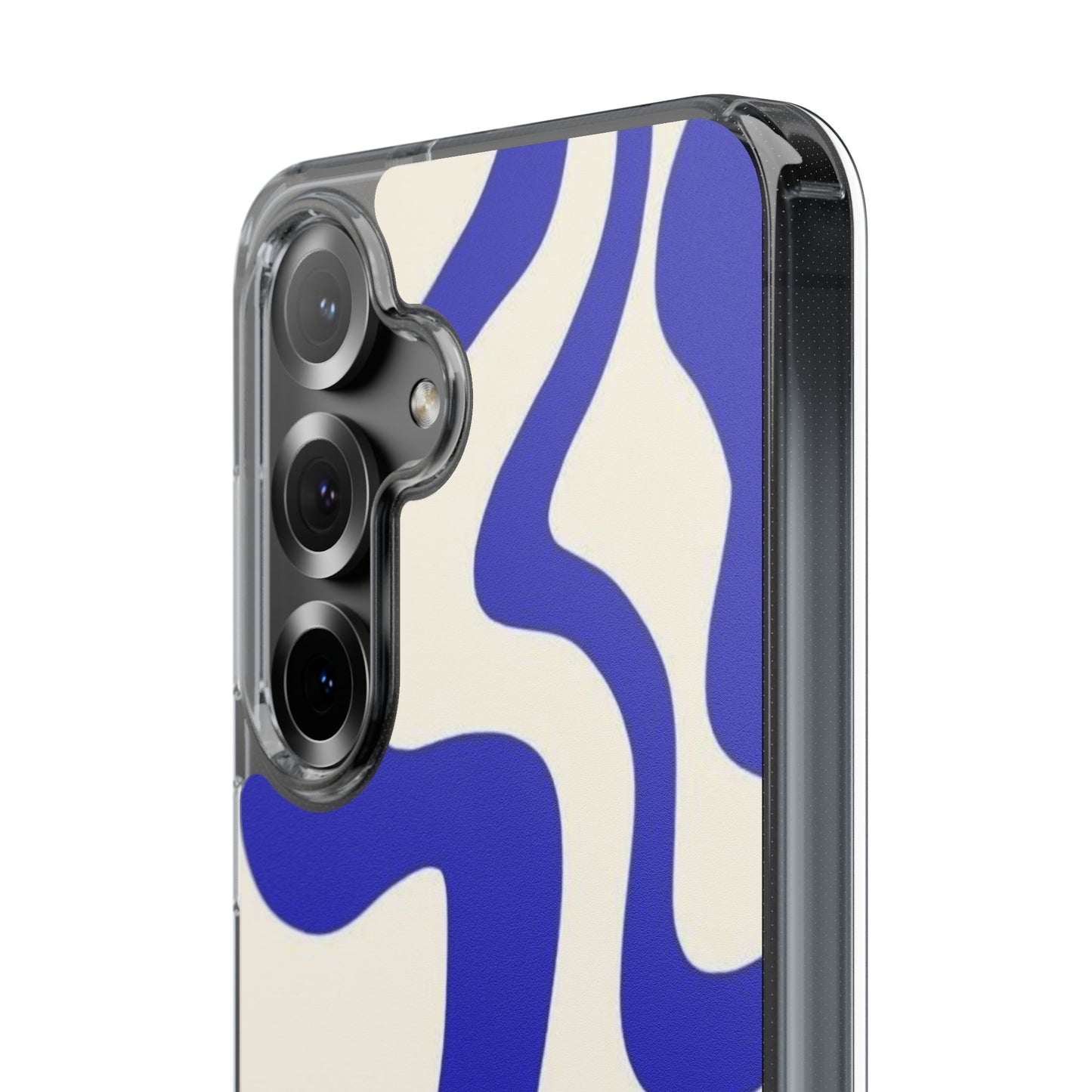 Clear Impact-Resistant Case — Blue Abstract Wavy Pattern