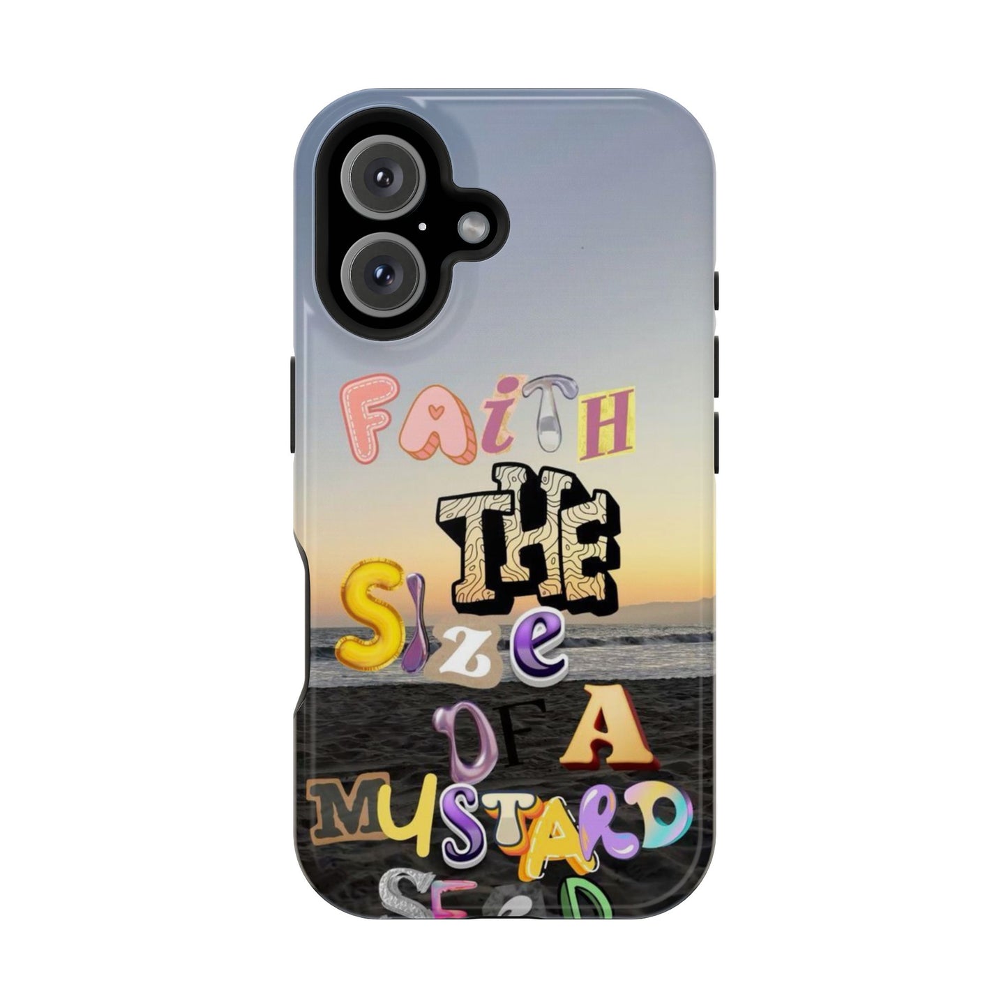 Magnetic Impact-Resistant Phone Case — "Faith the Size of a Mustard Seed" Sunset Design