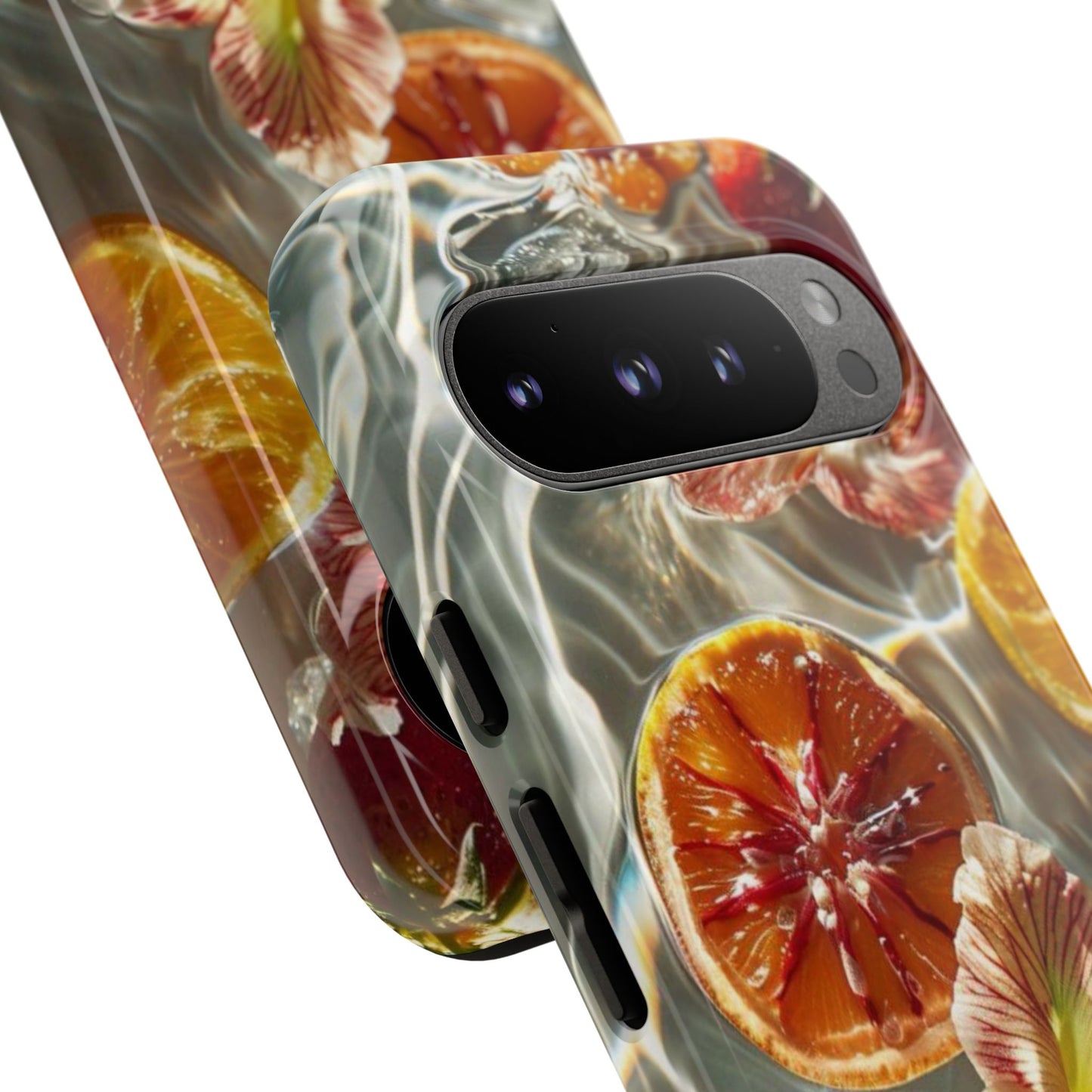 Citrus & Hibiscus Protective Phone Case – Summer Fruit Water Print Tough Case