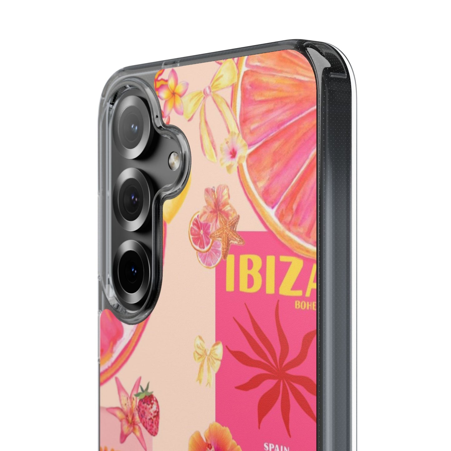 Clear Impact Phone Case — Pink Ibiza Citrus Floral Design