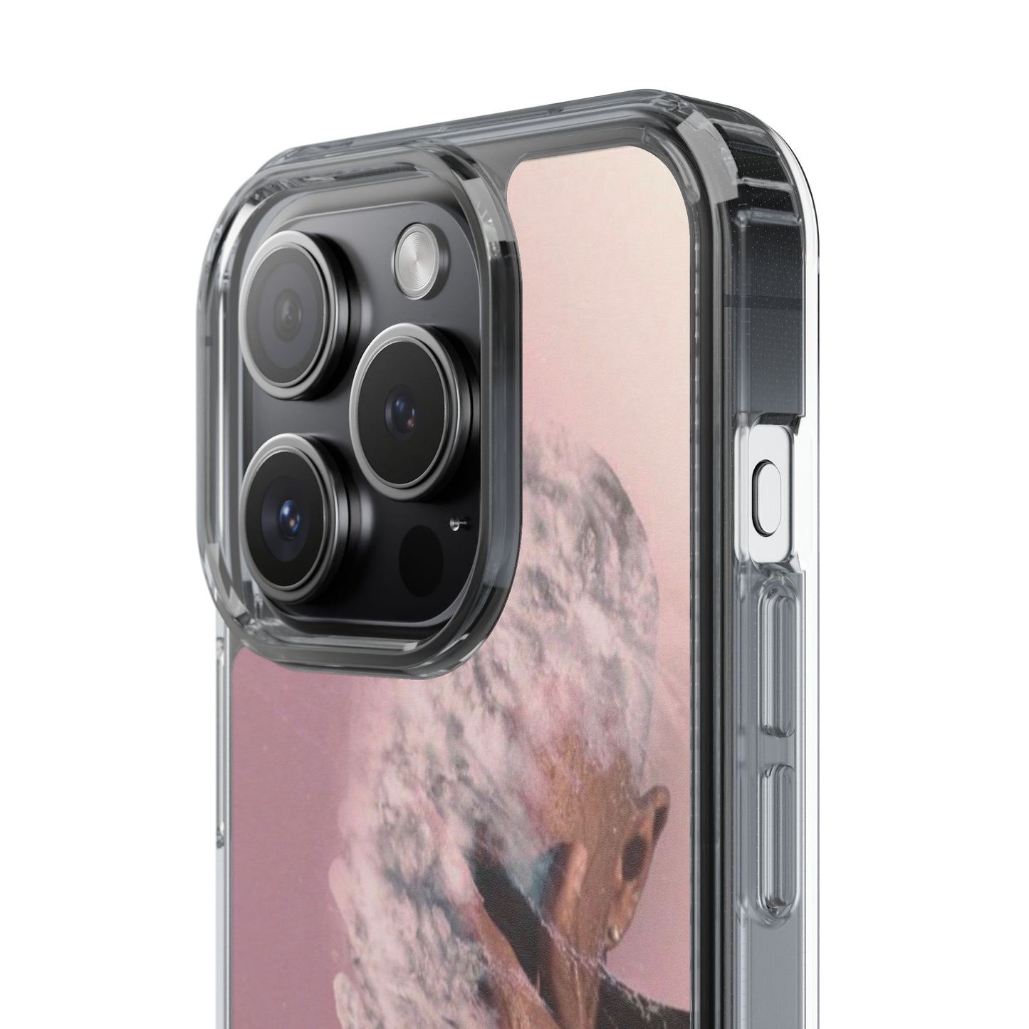Clear Phone Case — Pink Floral Smoke Art iPhone Case