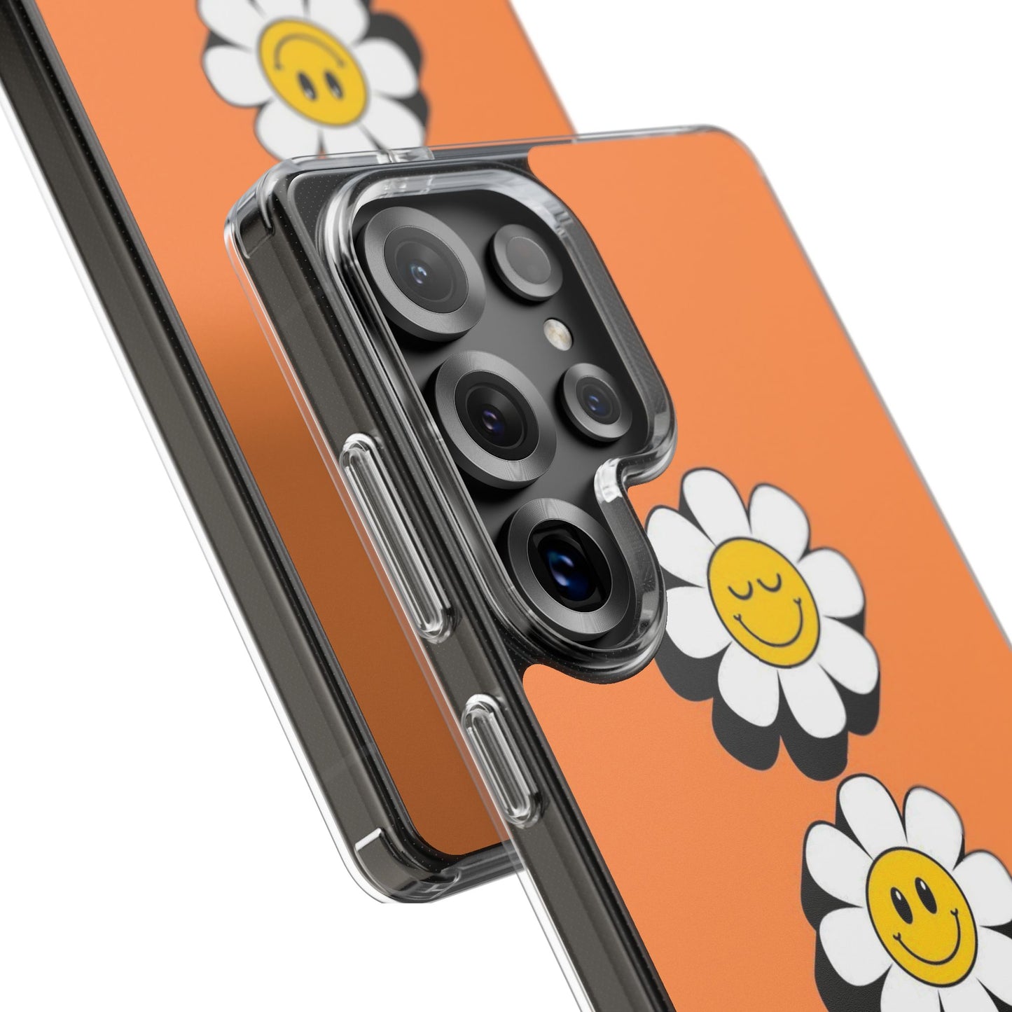 Phone Case — Orange Smiley Daisy Clear Impact‑Resistant Case