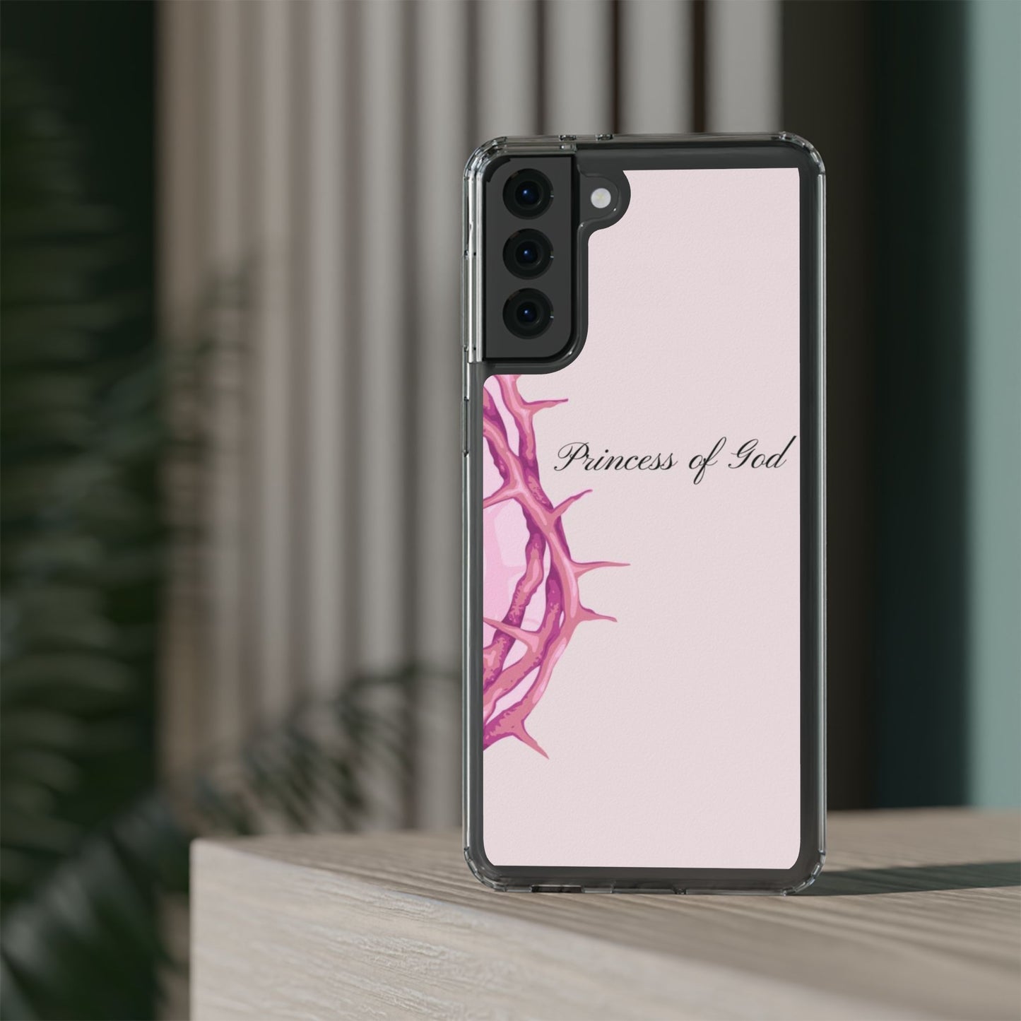 Phone Case — "Princess of God" Pink Crown of Thorns Clear Impact-Resistant Case