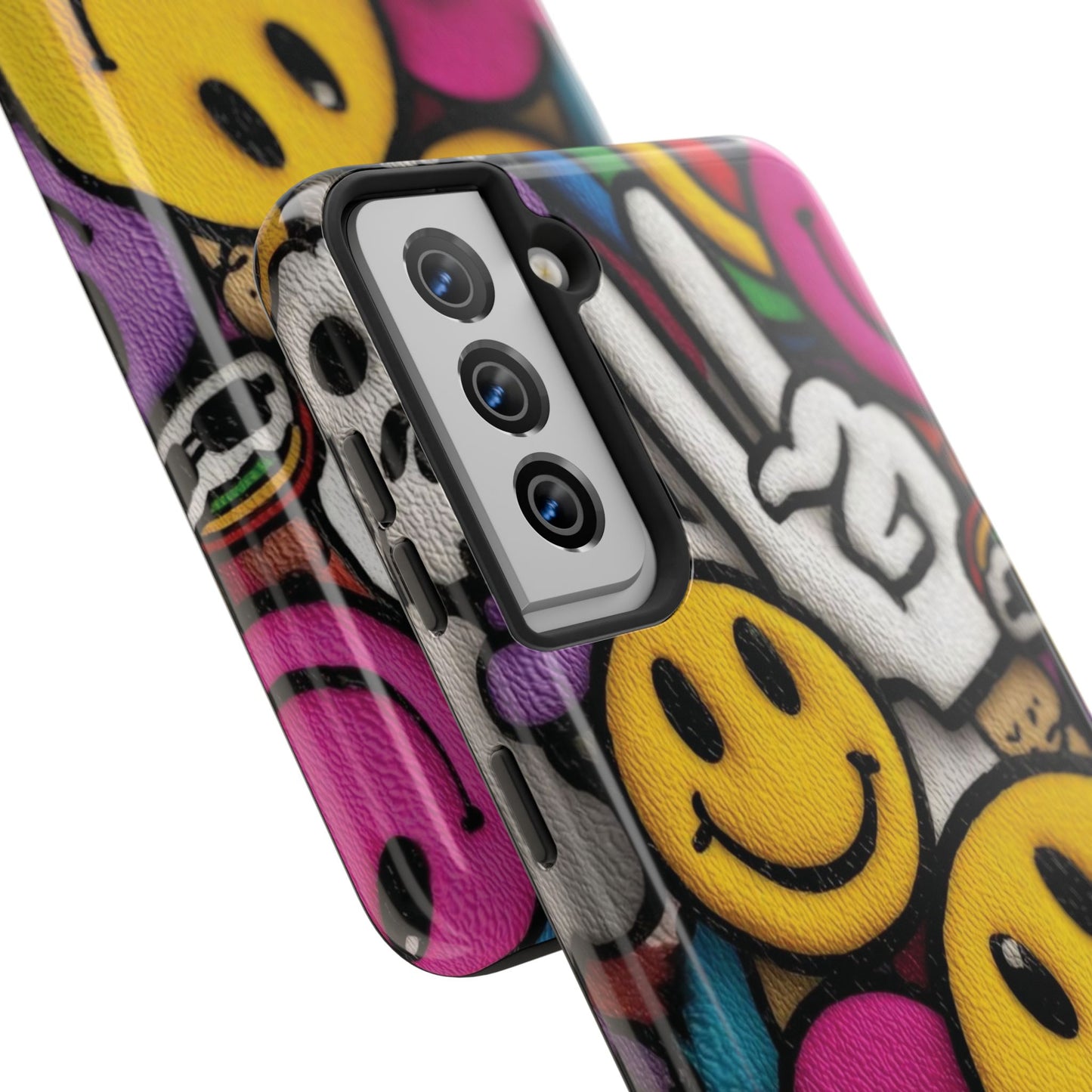 Smiley Graffiti Tough Phone Case – Colorful Urban Art Protection