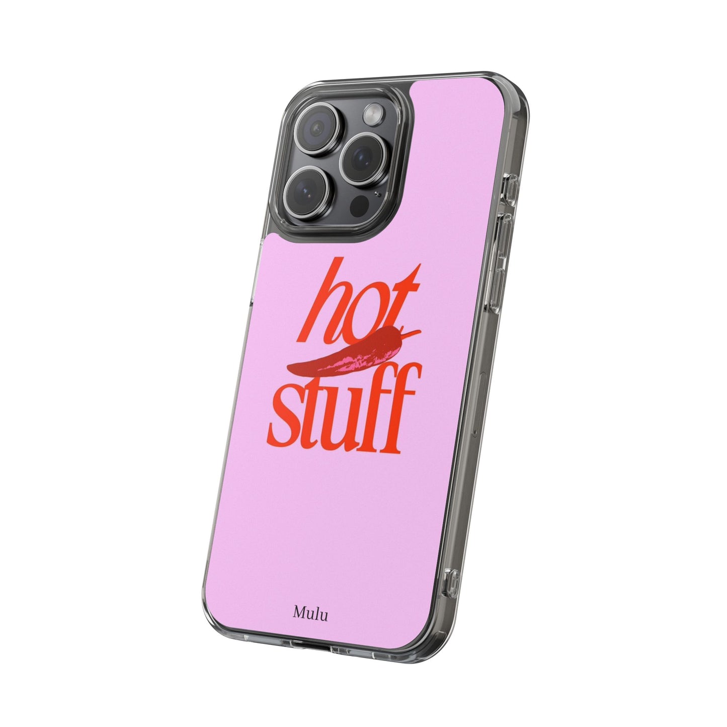 Hot Stuff Clear Impact Phone Case — Pink Retro Typography iPhone Cover