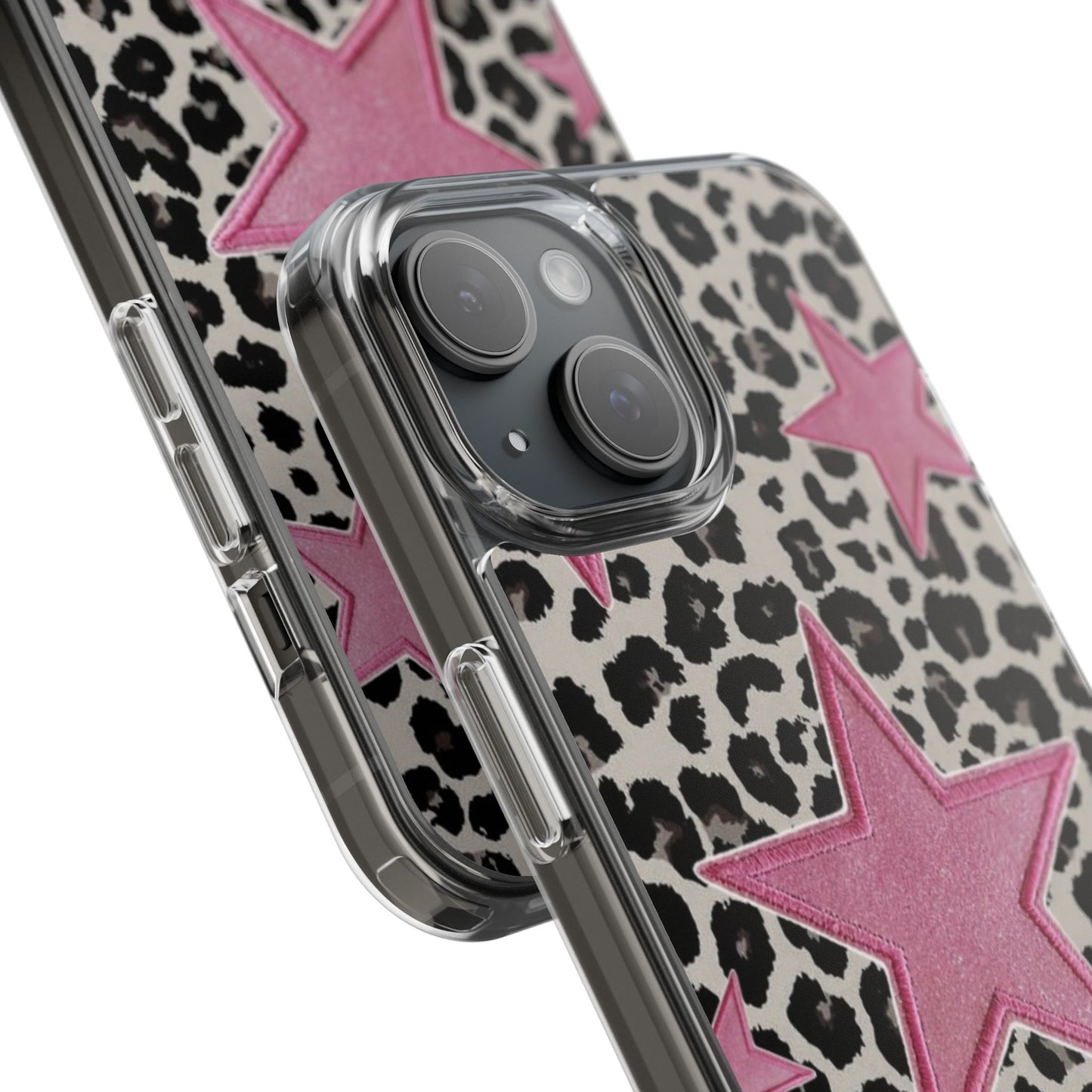 Pink Star Leopard Clear Impact Phone Case
