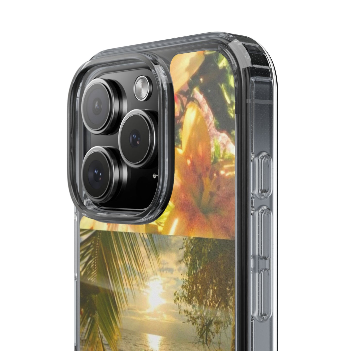 Tropical Sunset Phone Case — Floral Surfboard Clear iPhone Case