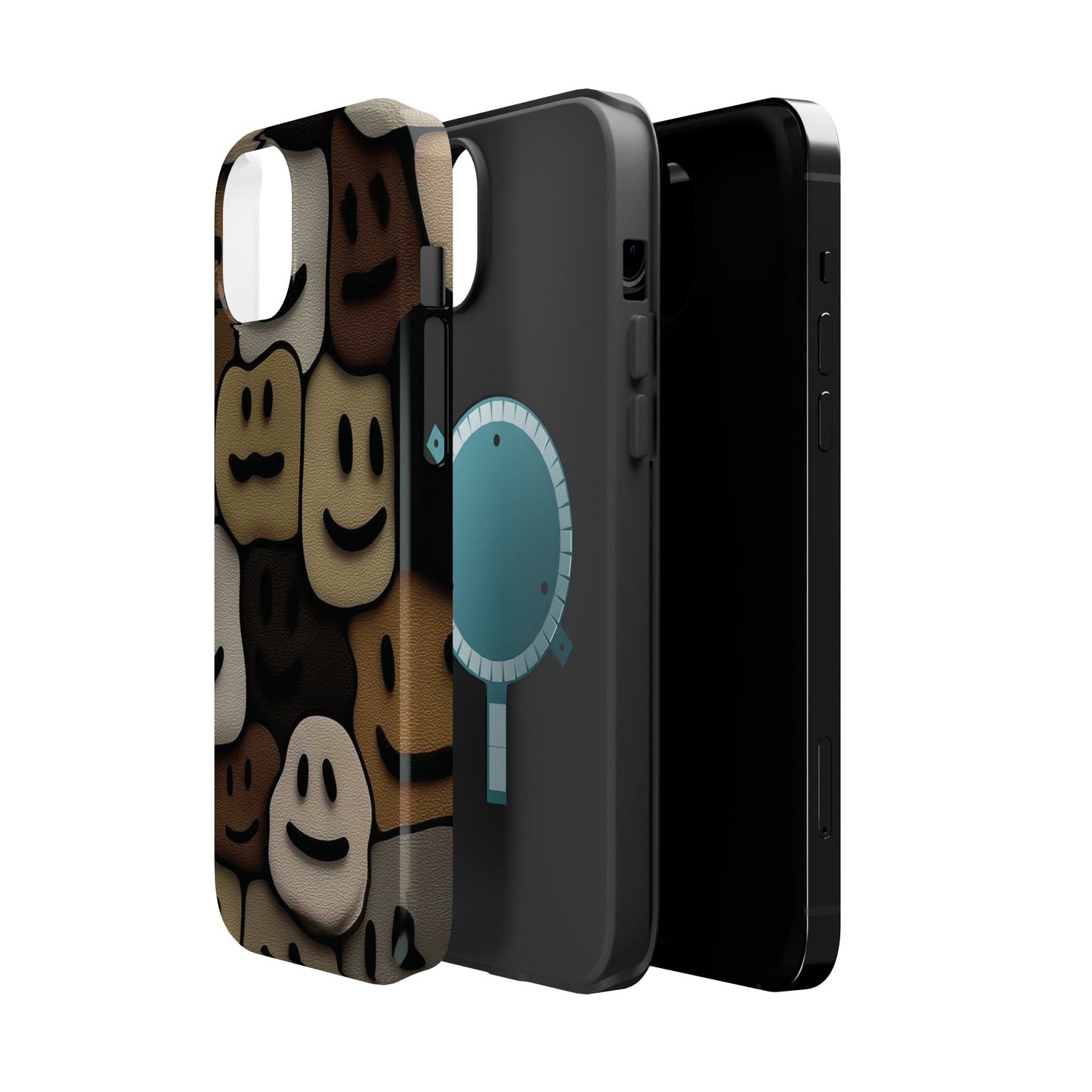 Magnetic Impact-Resistant Case — Brown Smiley Tile Phone Cover