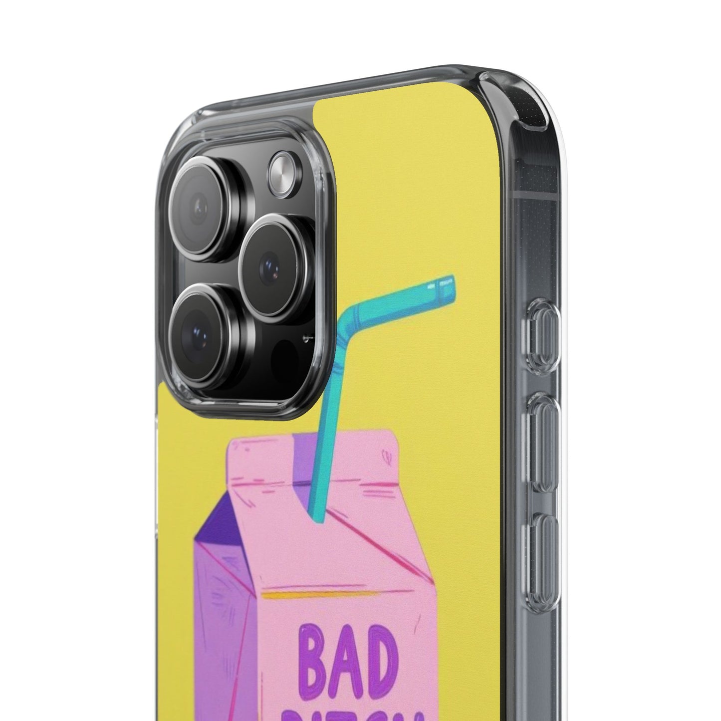 Clear Impact-Resistant Phone Case — "Bad Bitch Juice" Cartoon Juice Box Design