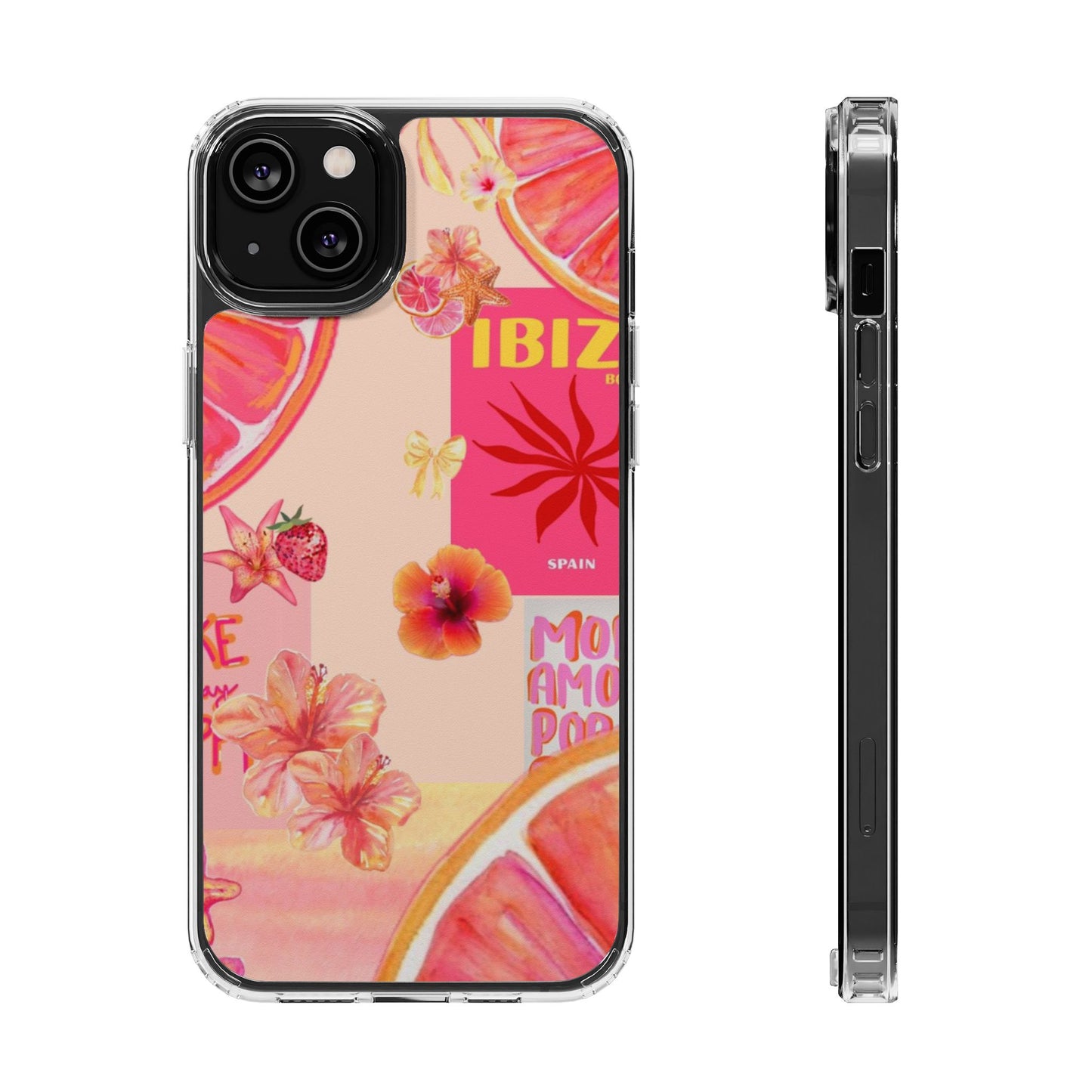 Clear Impact Phone Case — Pink Ibiza Citrus Floral Design