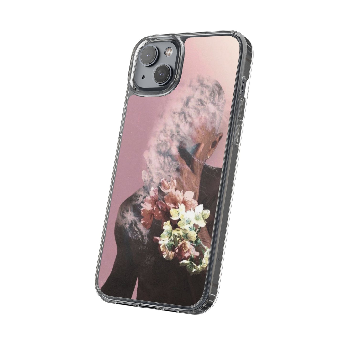 Clear Phone Case — Pink Floral Smoke Art iPhone Case