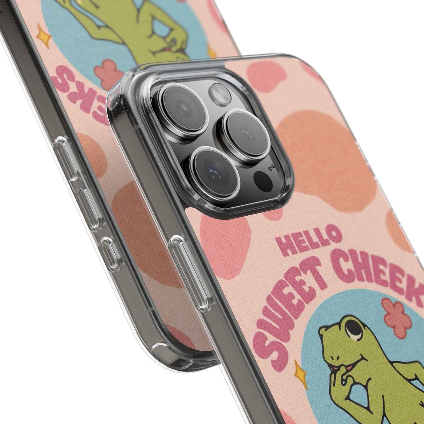 Clear Impact Phone Case — "Hello Sweet Cheeks" Retro Frog Design