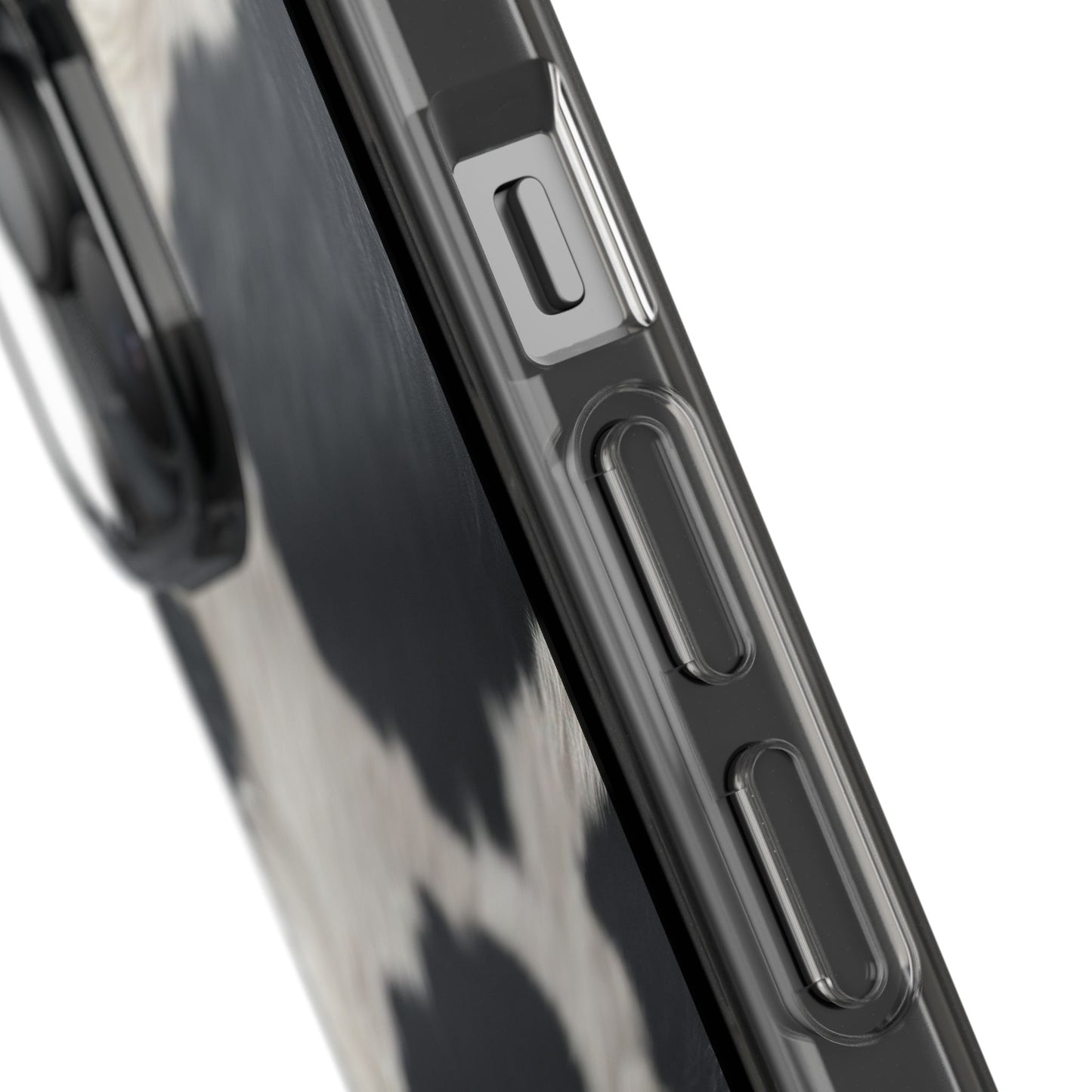 Cow Print Clear Impact Phone Case — Faux Fur Black & White Protection