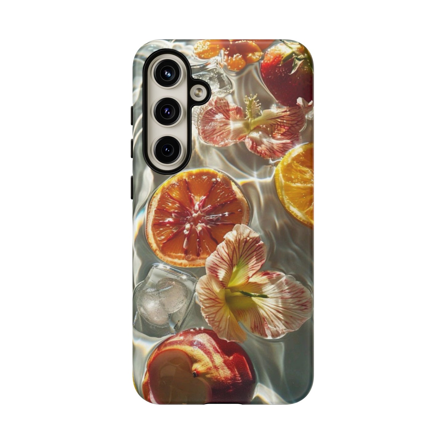 Citrus & Hibiscus Protective Phone Case – Summer Fruit Water Print Tough Case
