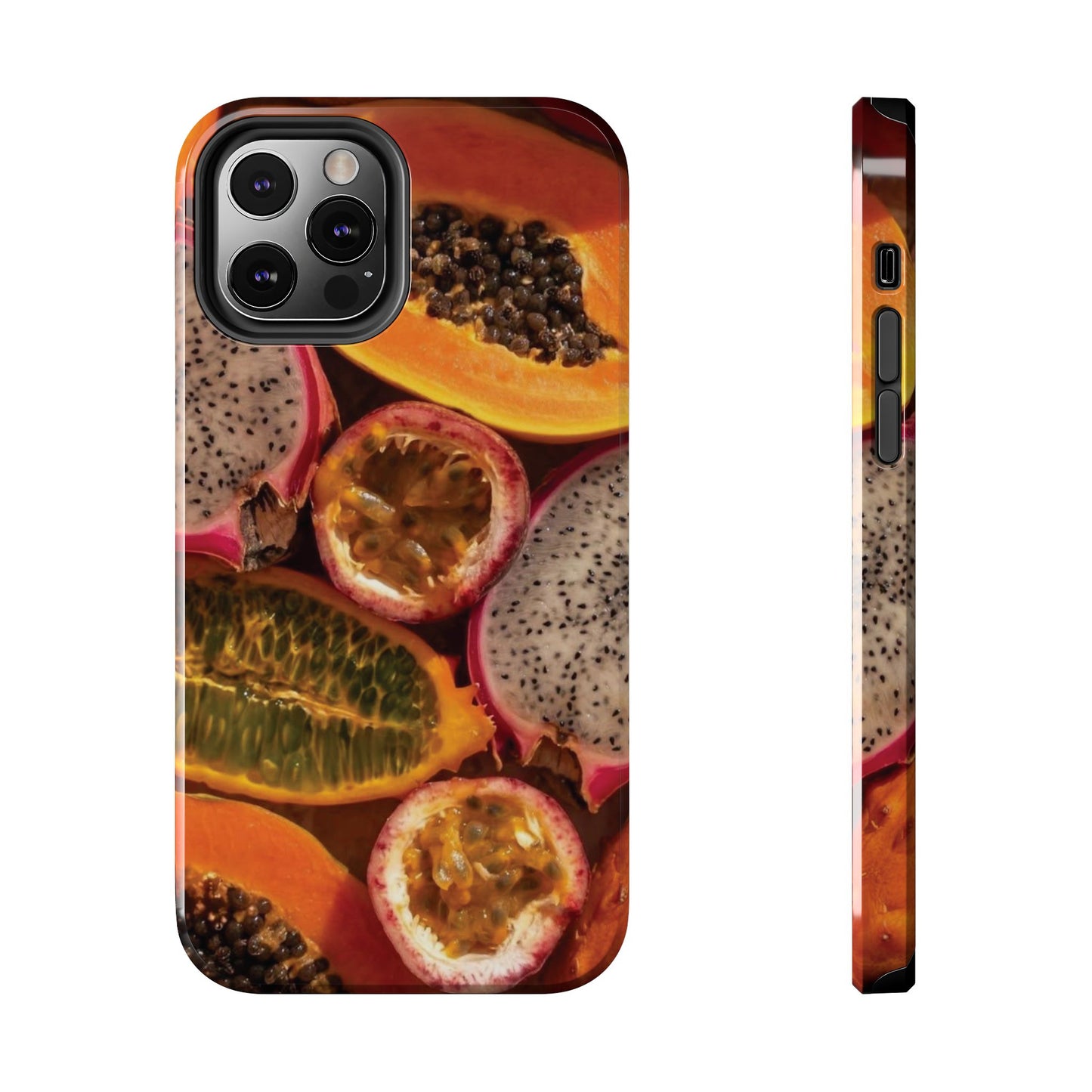 Tropical Fruit Tough Phone Case — Papaya & Dragon Fruit Design